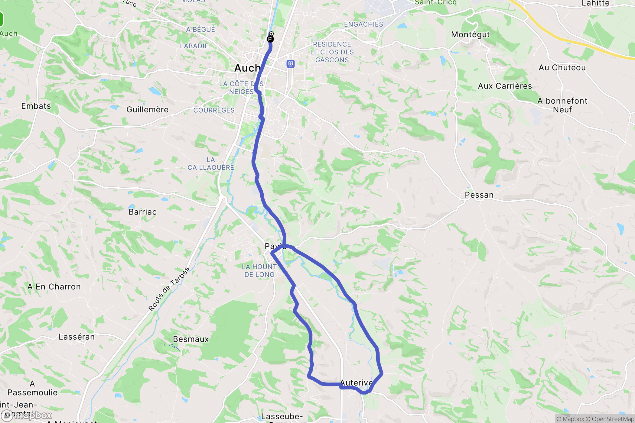 Auch : carte du parcours de randonnée - France