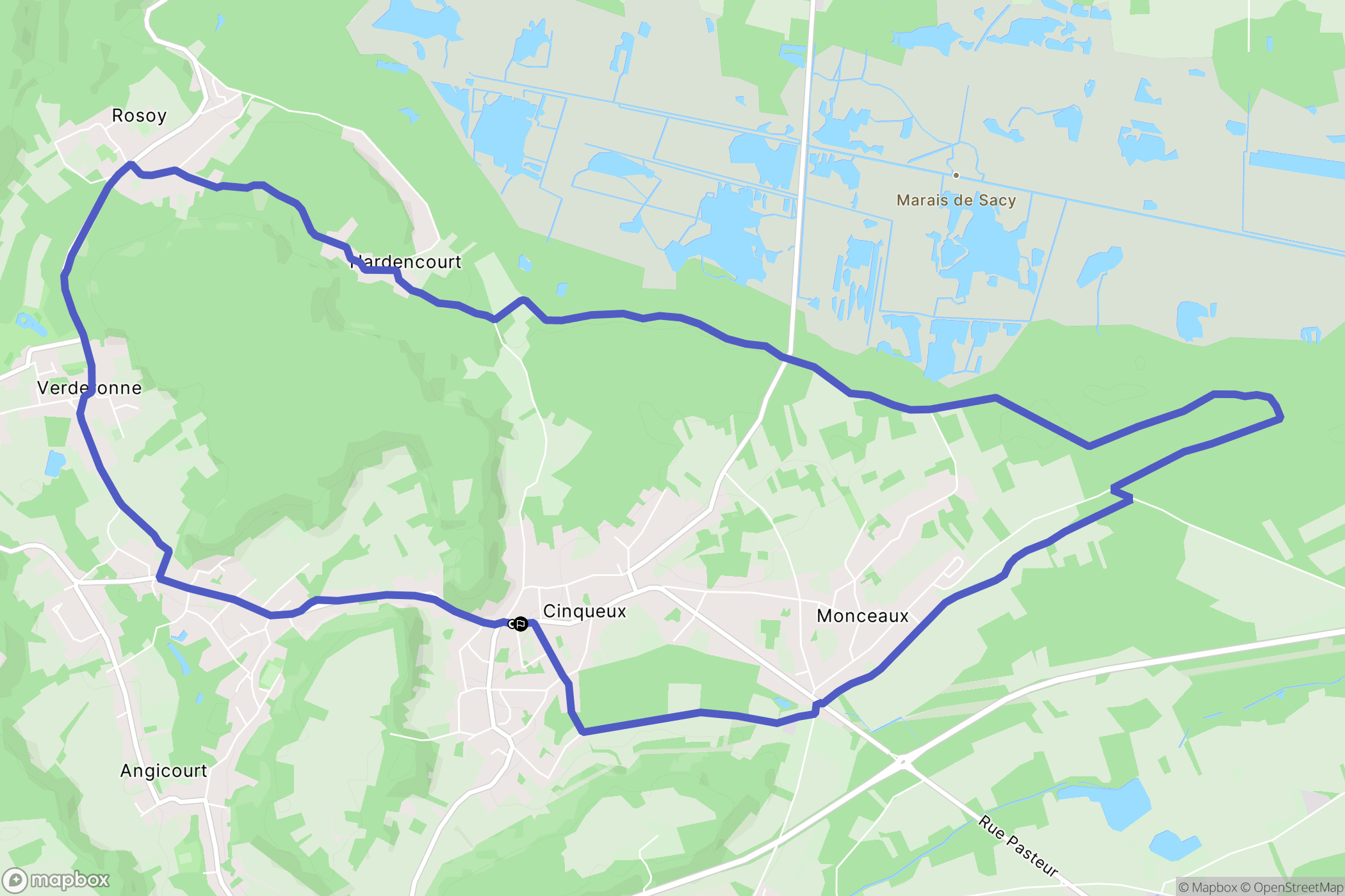 Cinqueux : carte du parcours de randonnée - France