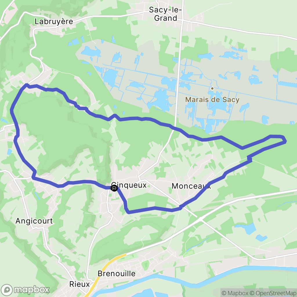 Cinqueux : carte du parcours de randonnée - France