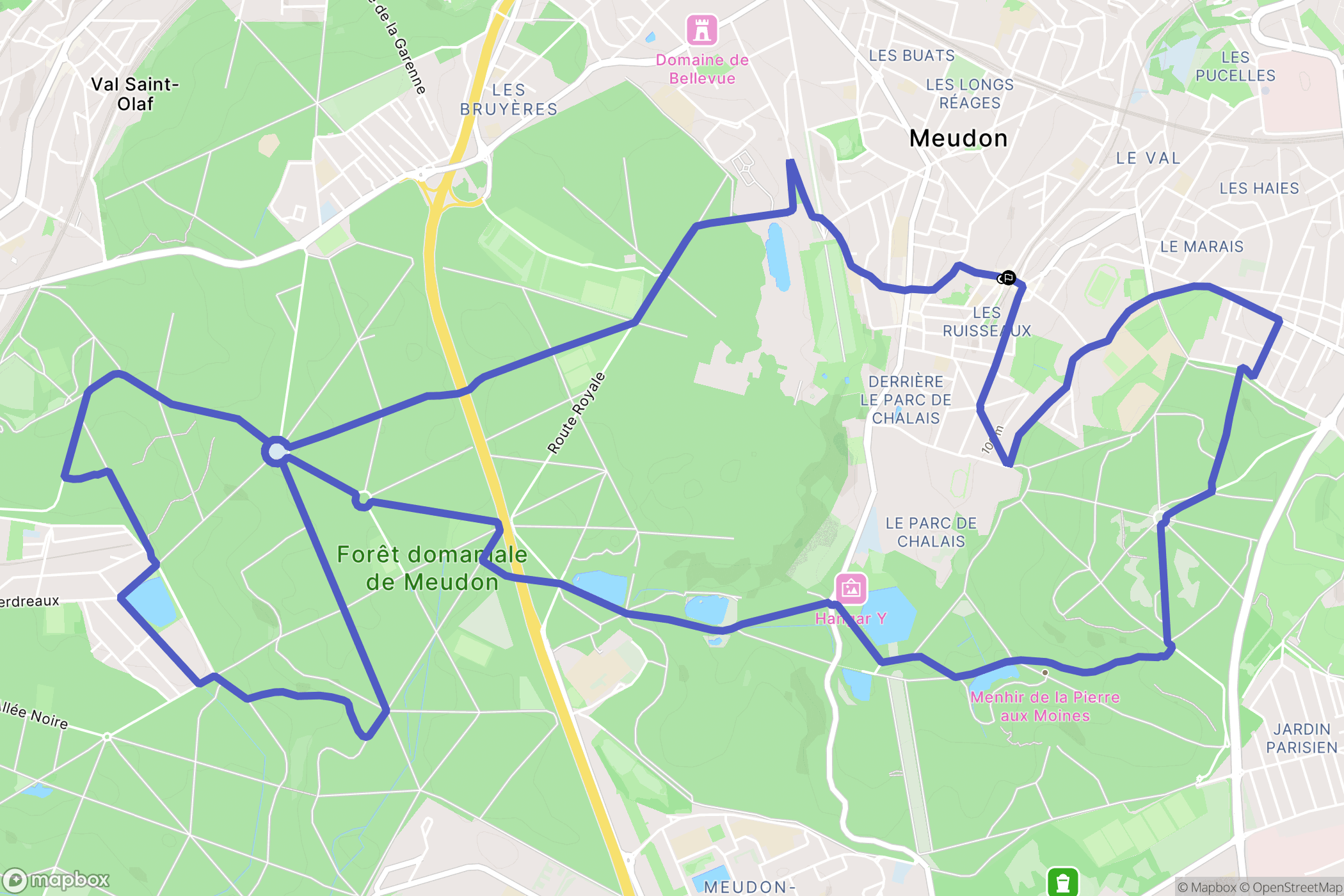 Meudon : carte du parcours de randonnée - France