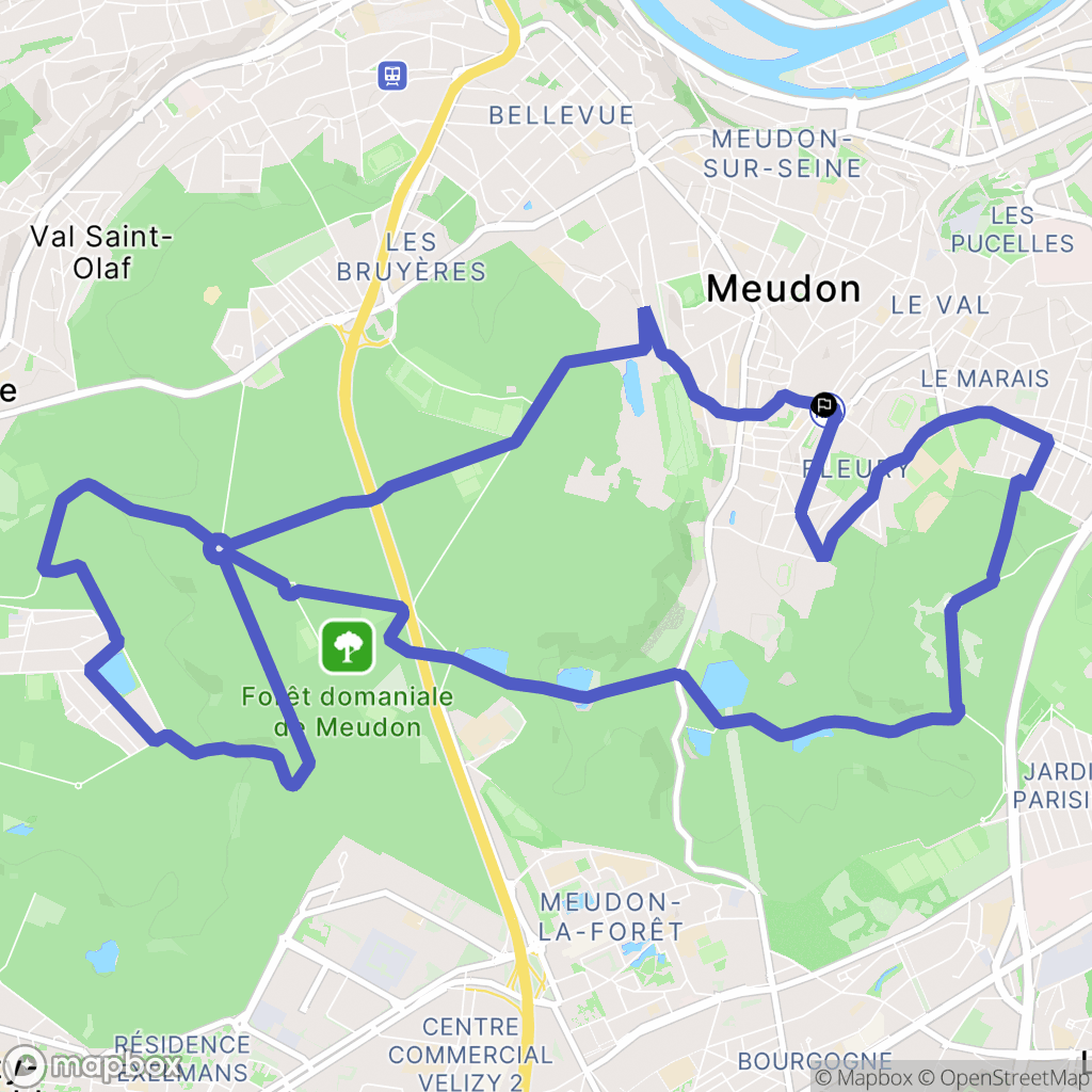 Meudon : carte du parcours de randonnée - France