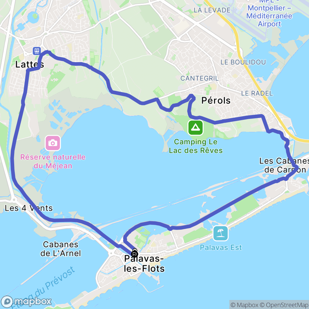 Palavas-les-Flots : carte du parcours de randonnée - France