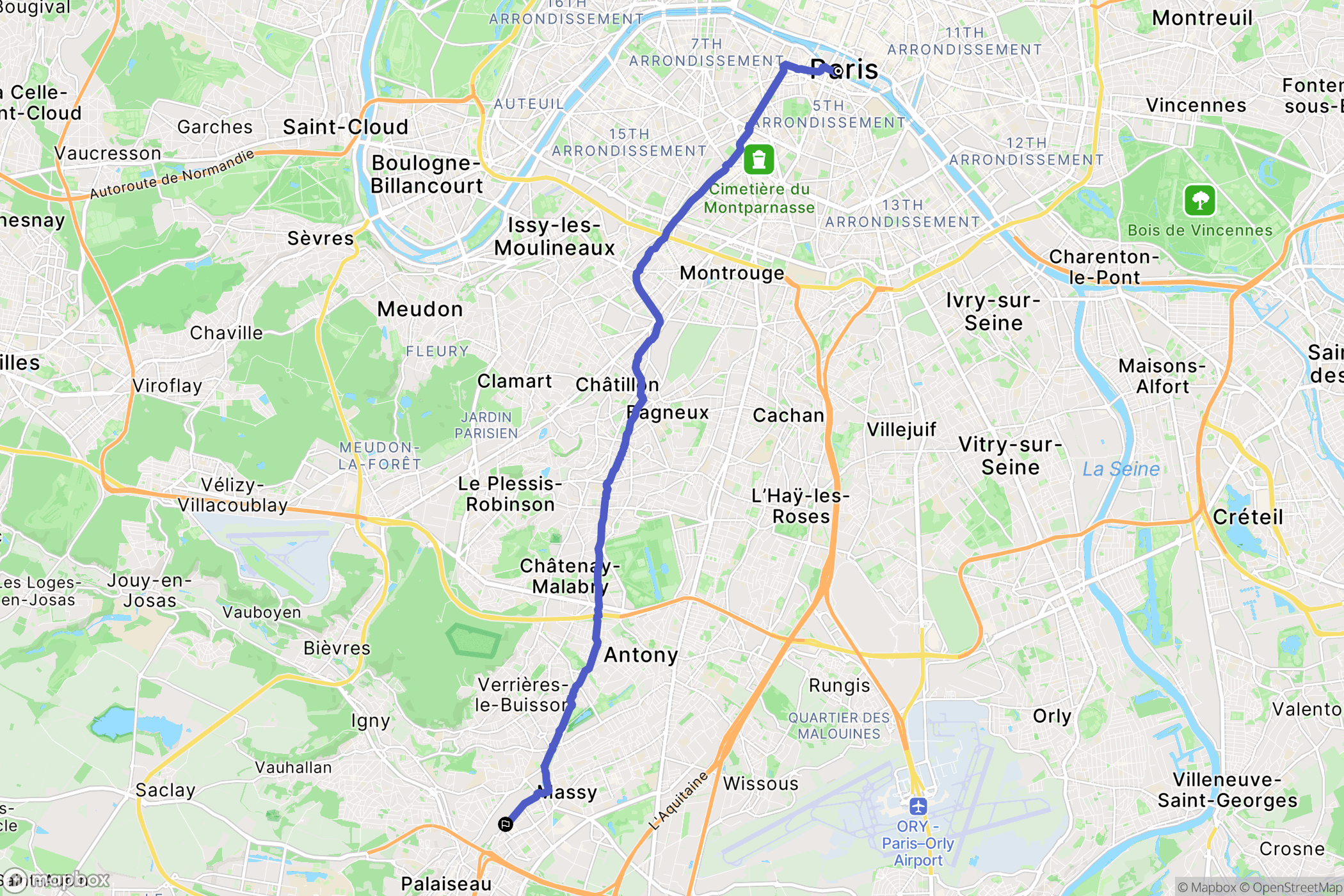 Paris : carte du parcours de randonnée - France