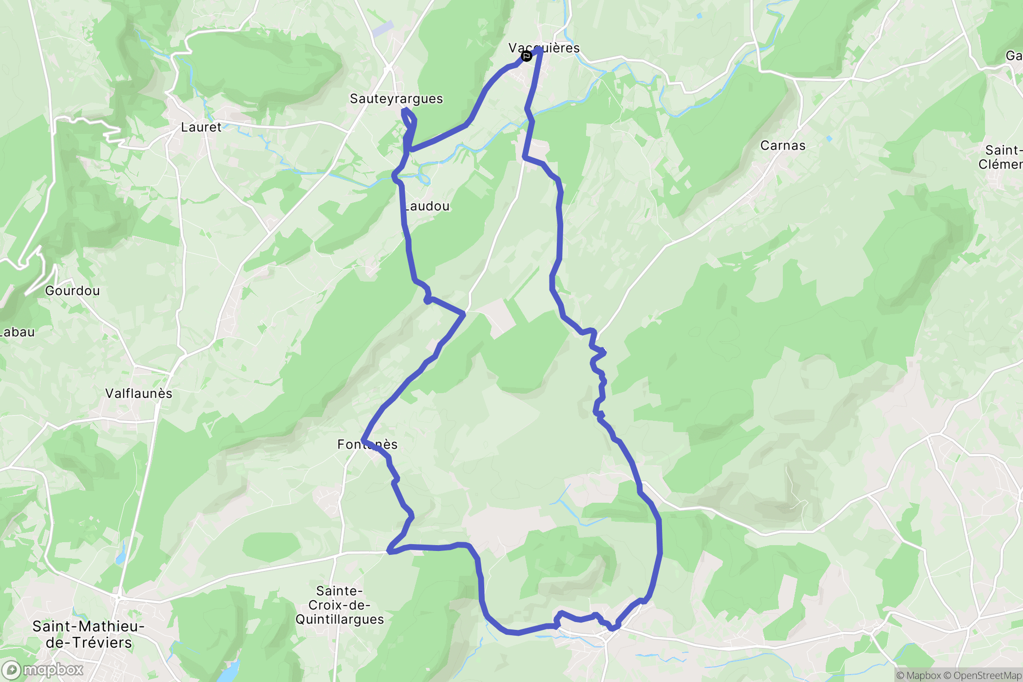 Vacquières : carte du parcours de randonnée - France