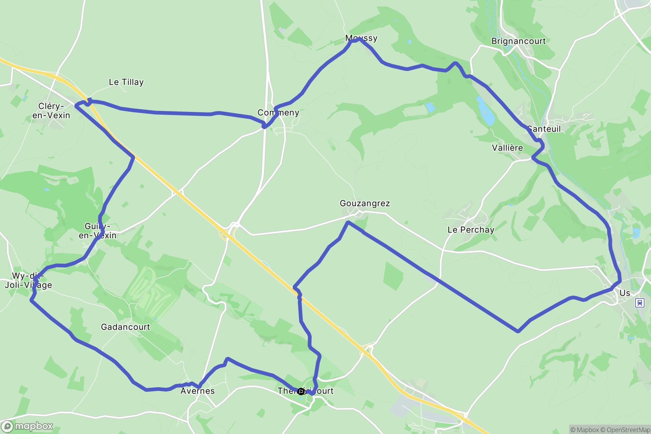 Théméricourt : carte du parcours de randonnée - France