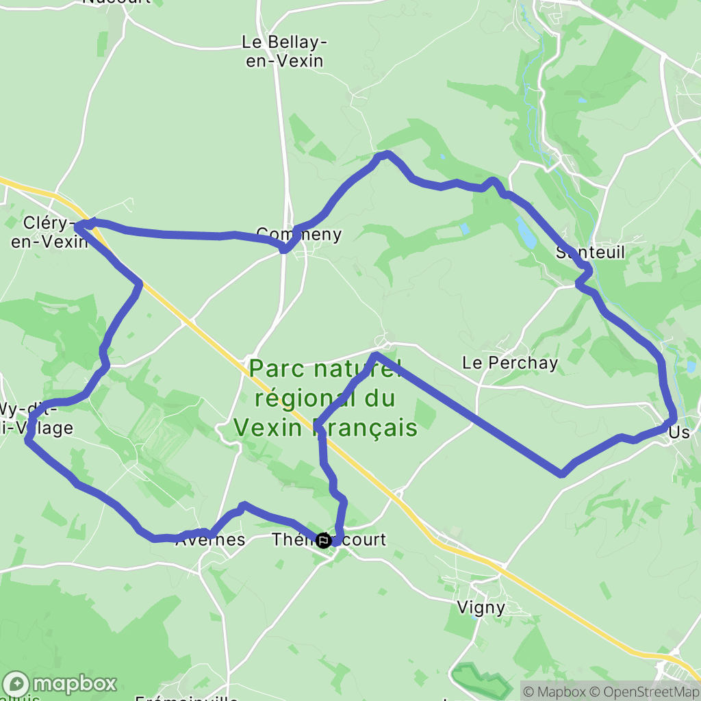 Théméricourt : carte du parcours de randonnée - France