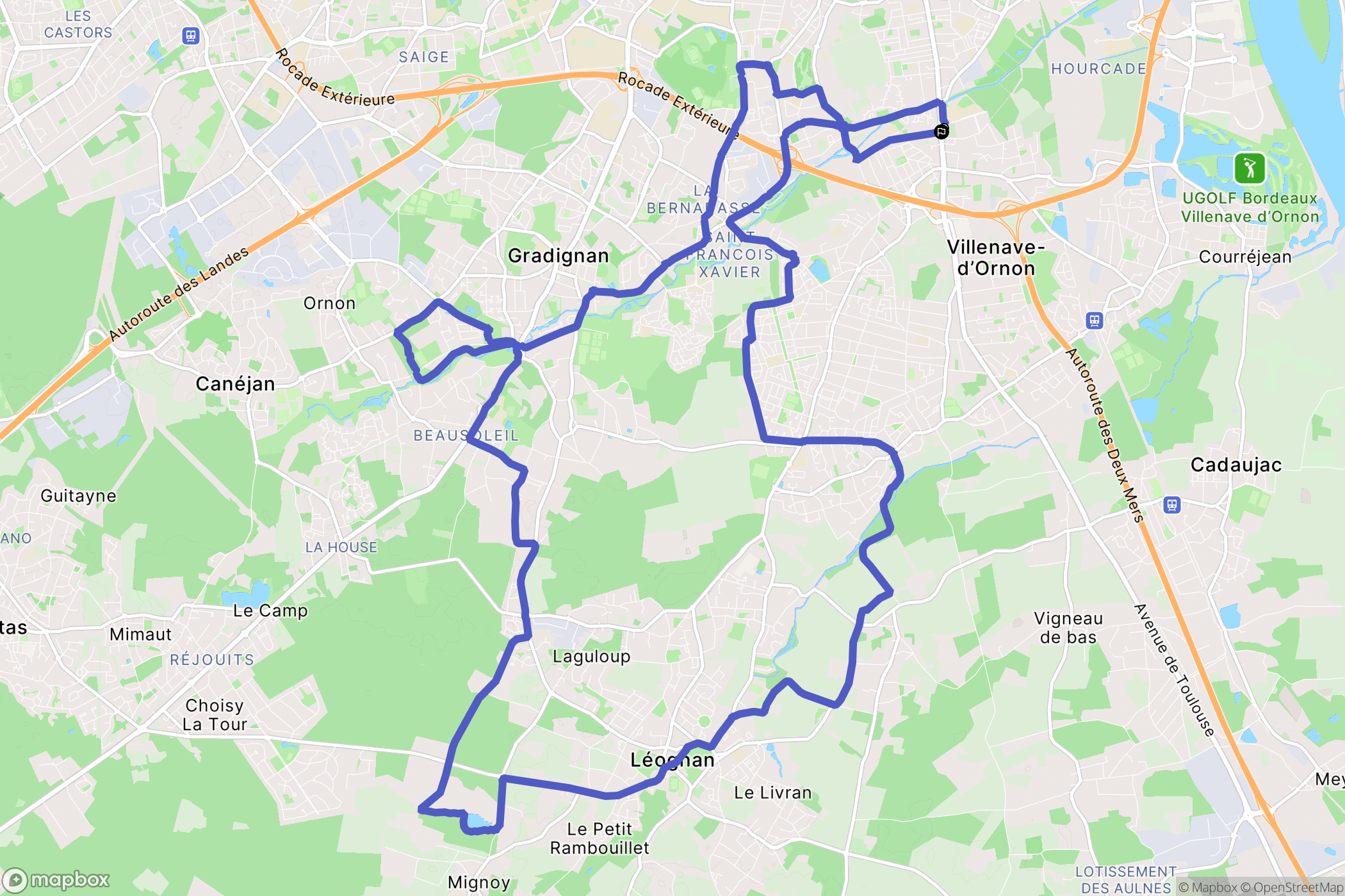 Bègles : carte du parcours de randonnée - France
