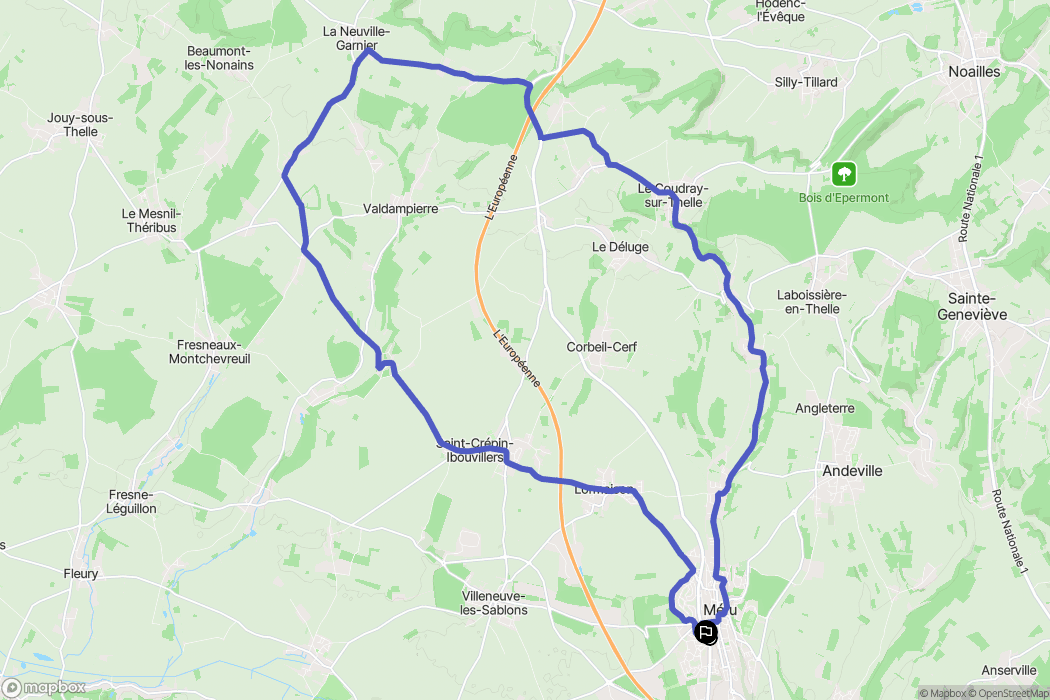 Méru : carte du parcours de randonnée - France