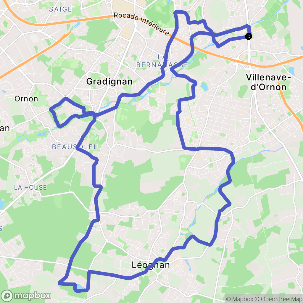 Bègles : carte du parcours de randonnée - France