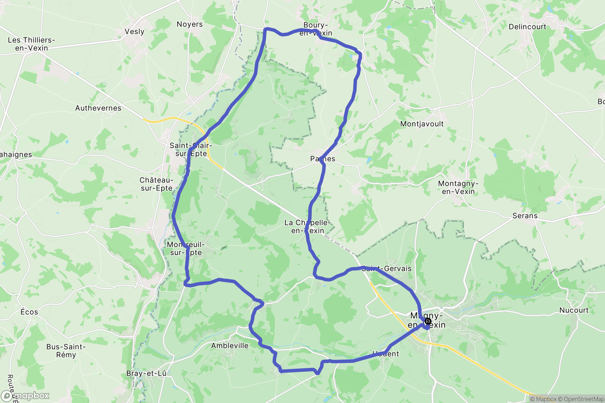 Magny-en-Vexin : carte du parcours de randonnée - France