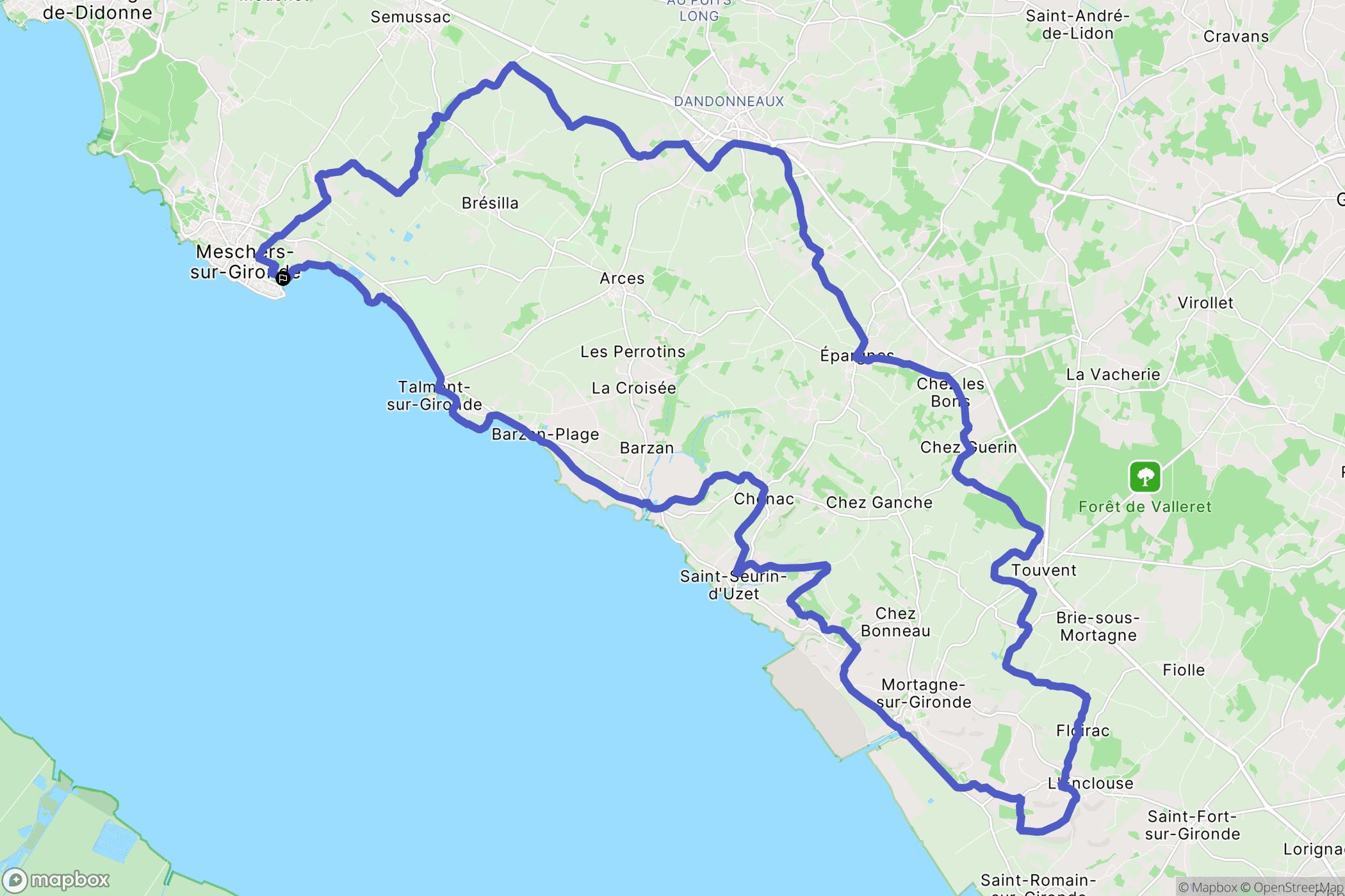 Meschers-sur-Gironde : carte du parcours de randonnée - France