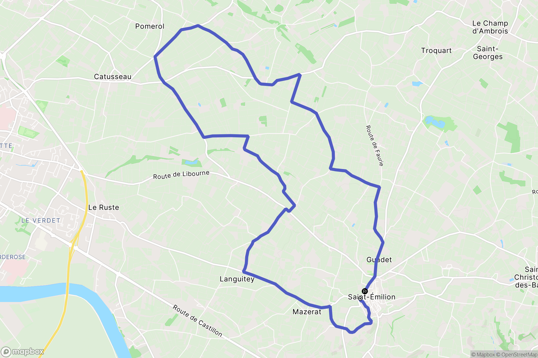 Saint-Émilion : carte du parcours de randonnée - France