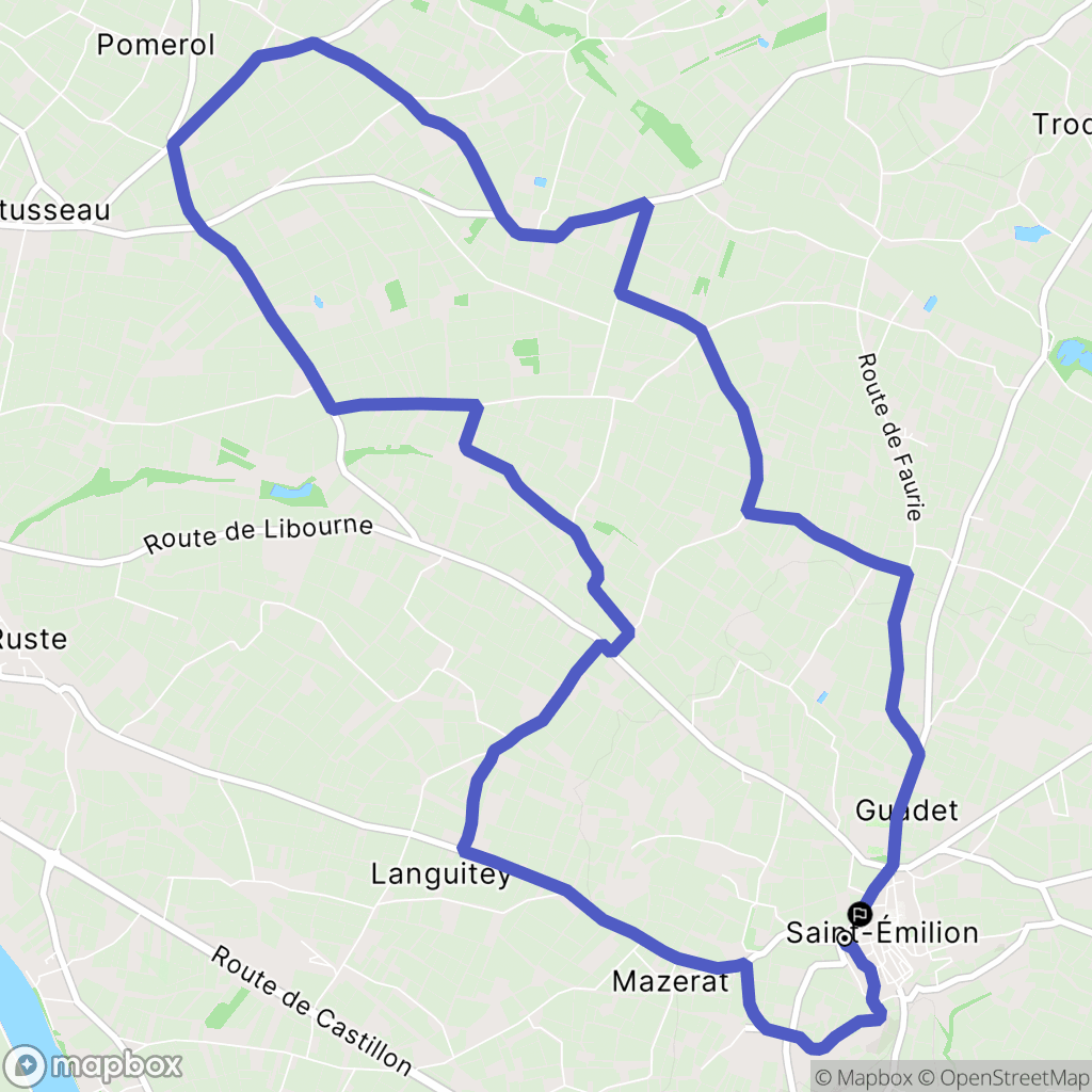 Saint-Émilion : carte du parcours de randonnée - France