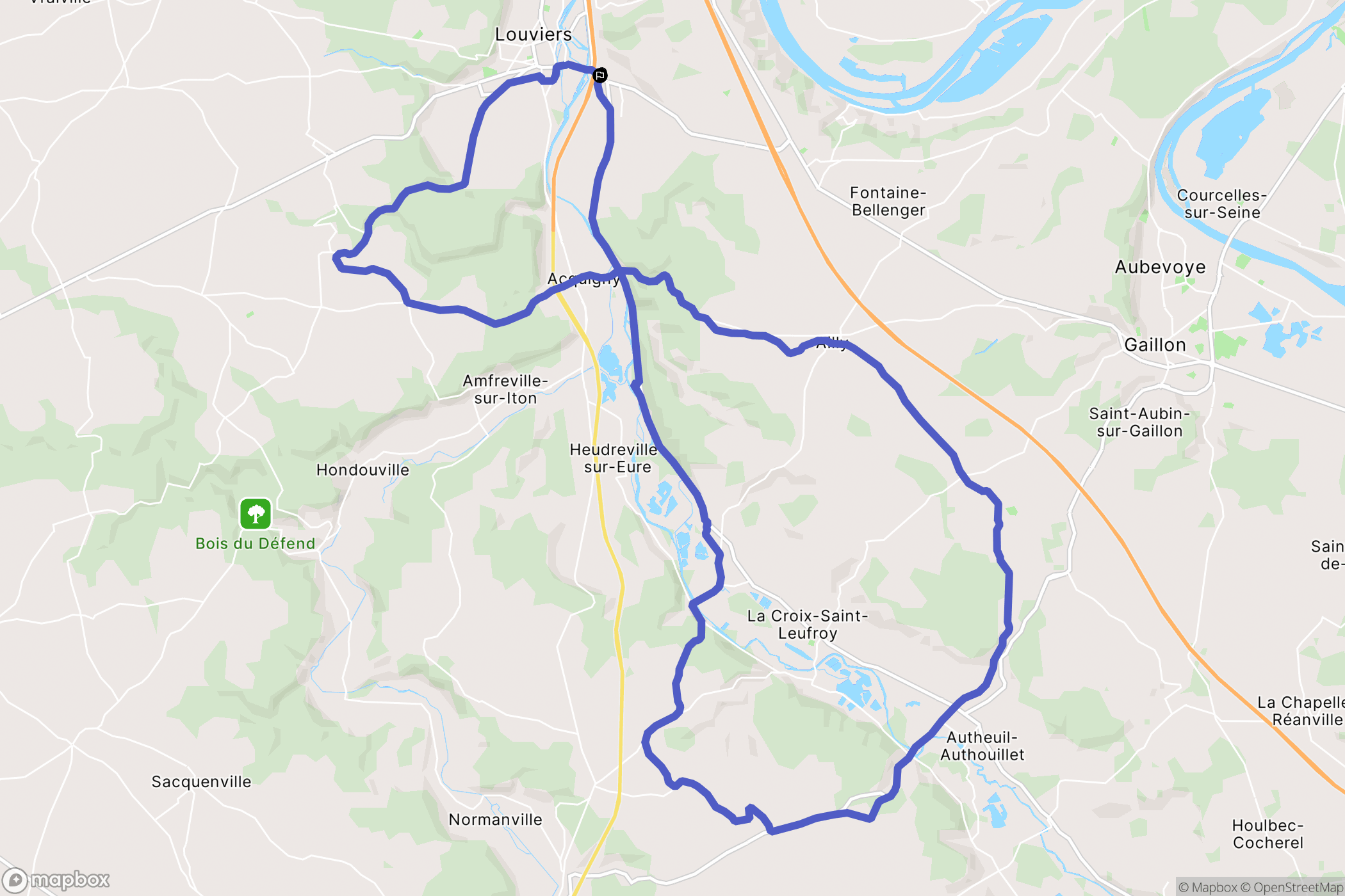 Louviers : carte du parcours de randonnée - France