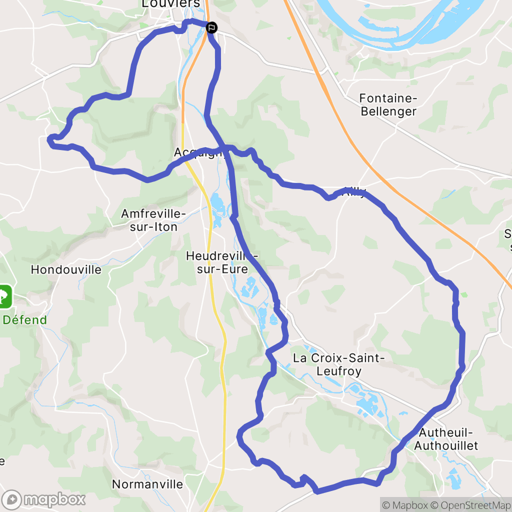 Louviers : carte du parcours de randonnée - France