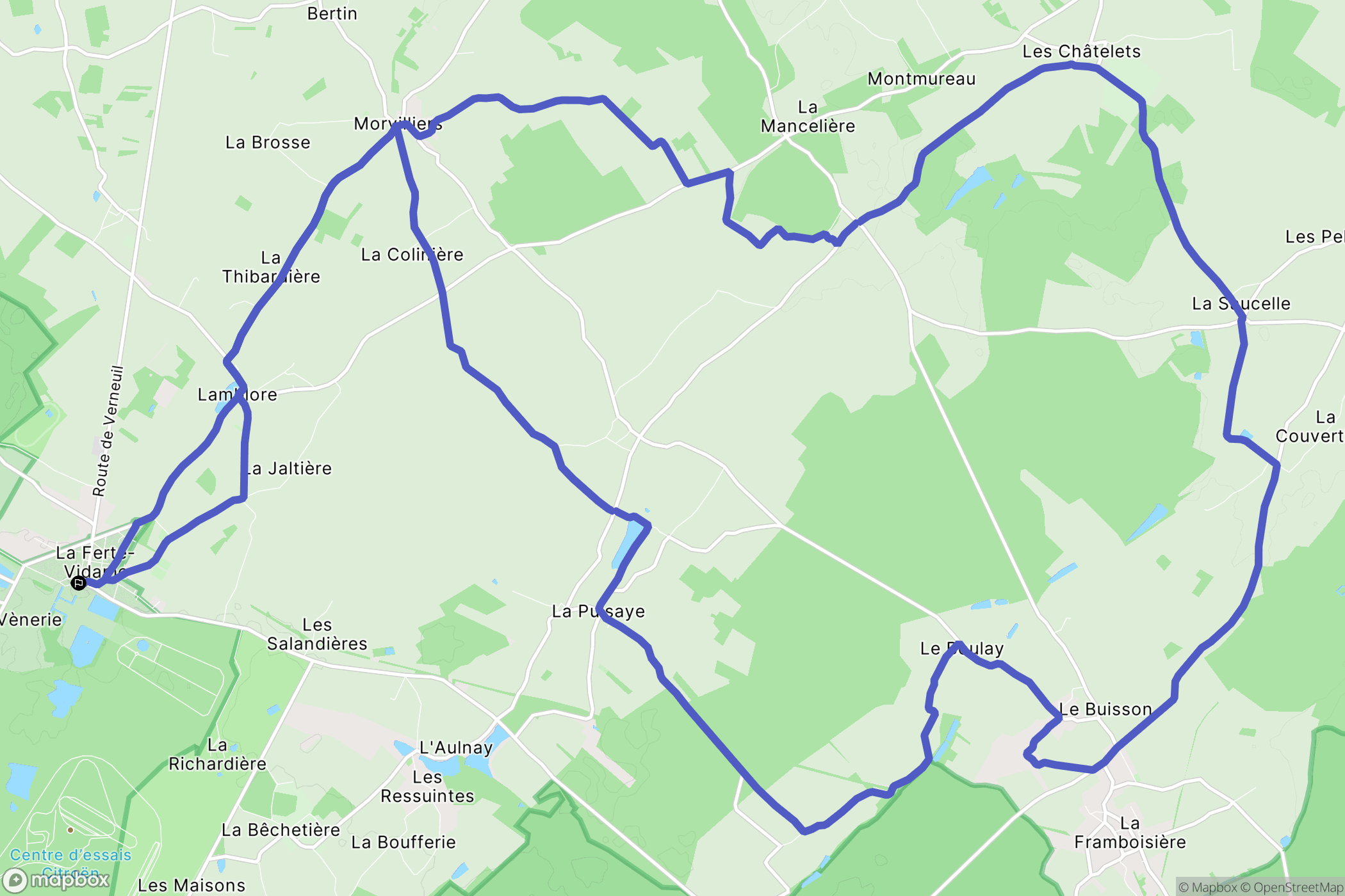 La Ferté-Vidame : carte du parcours de randonnée - France