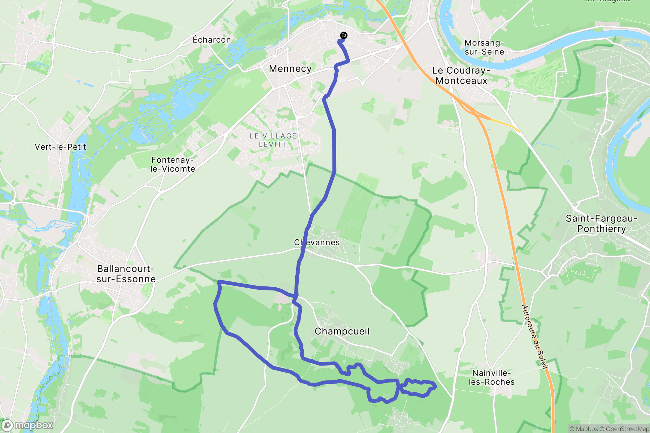 Ormoy : carte du parcours de randonnée - France