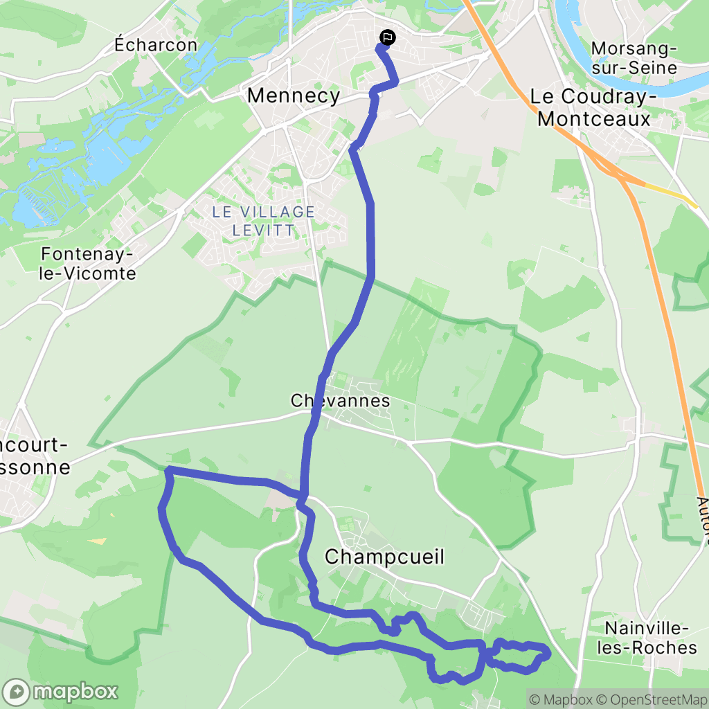 Ormoy : carte du parcours de randonnée - France