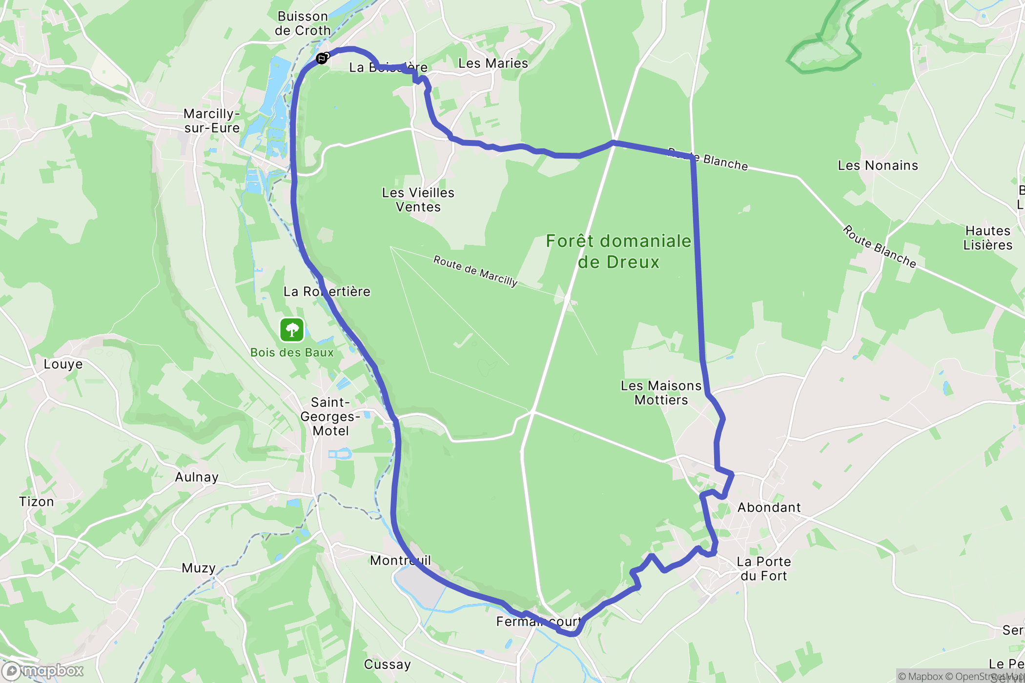 Sorel-Moussel : carte du parcours de randonnée - France