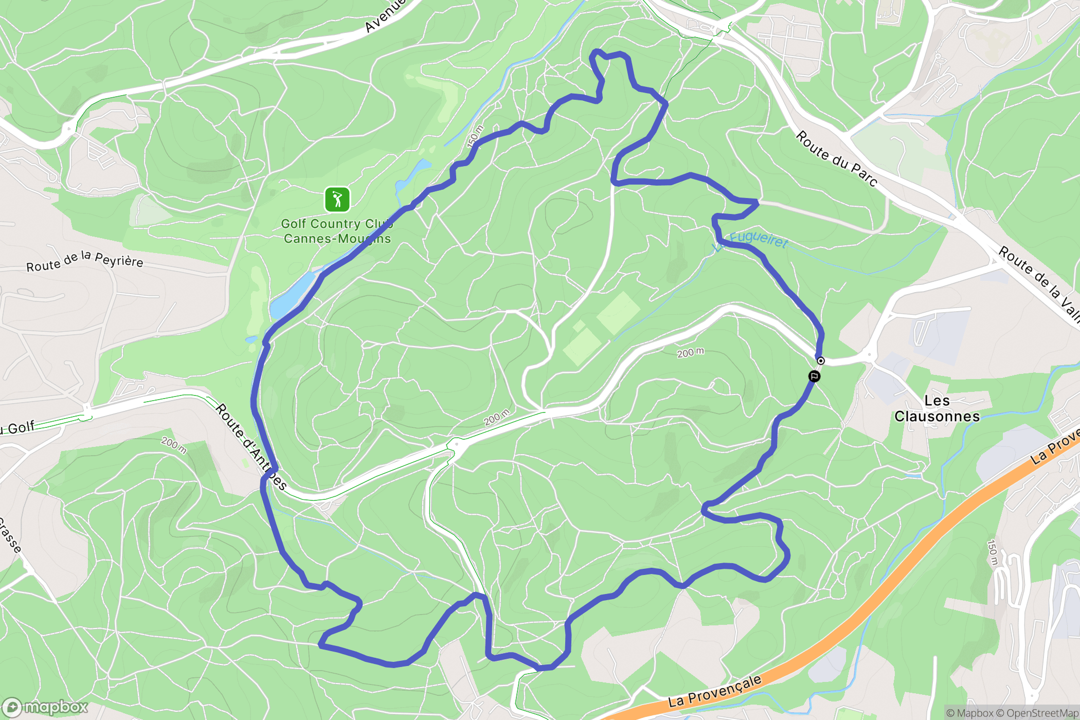 Valbonne : carte du parcours de randonnée - France