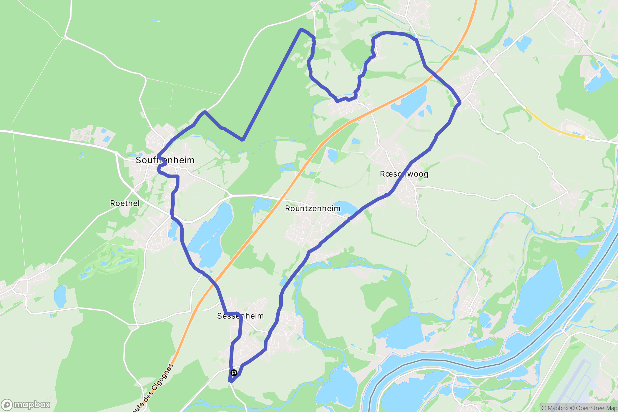 Sessenheim : carte du parcours de randonnée - France
