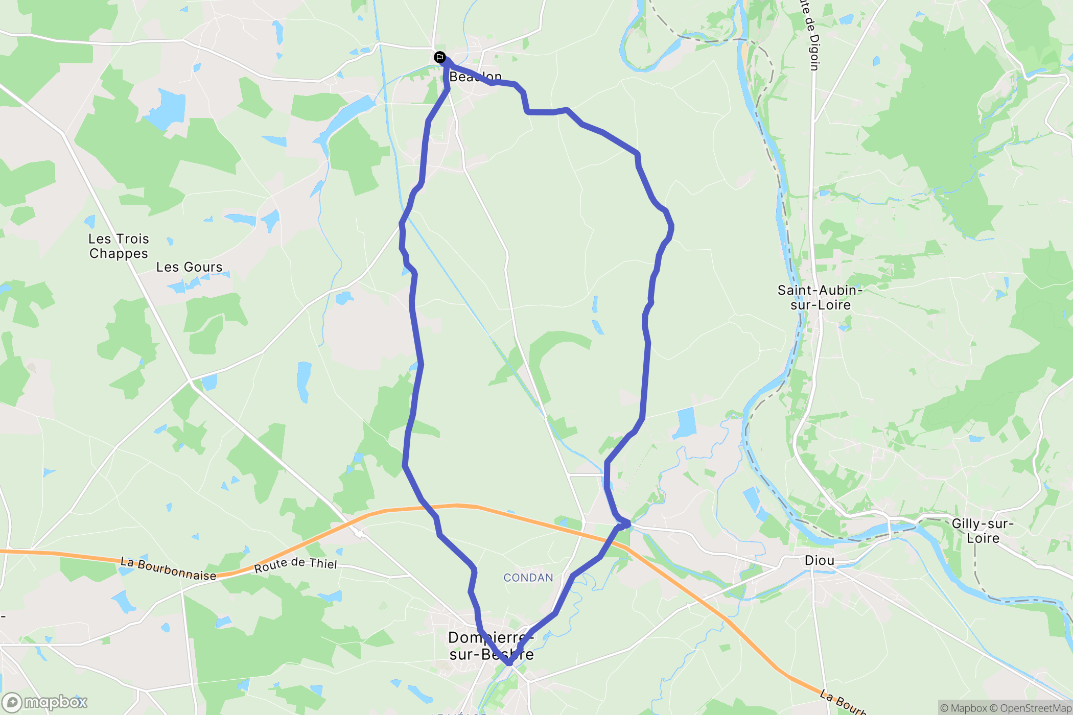 Beaulon : carte du parcours de randonnée - France