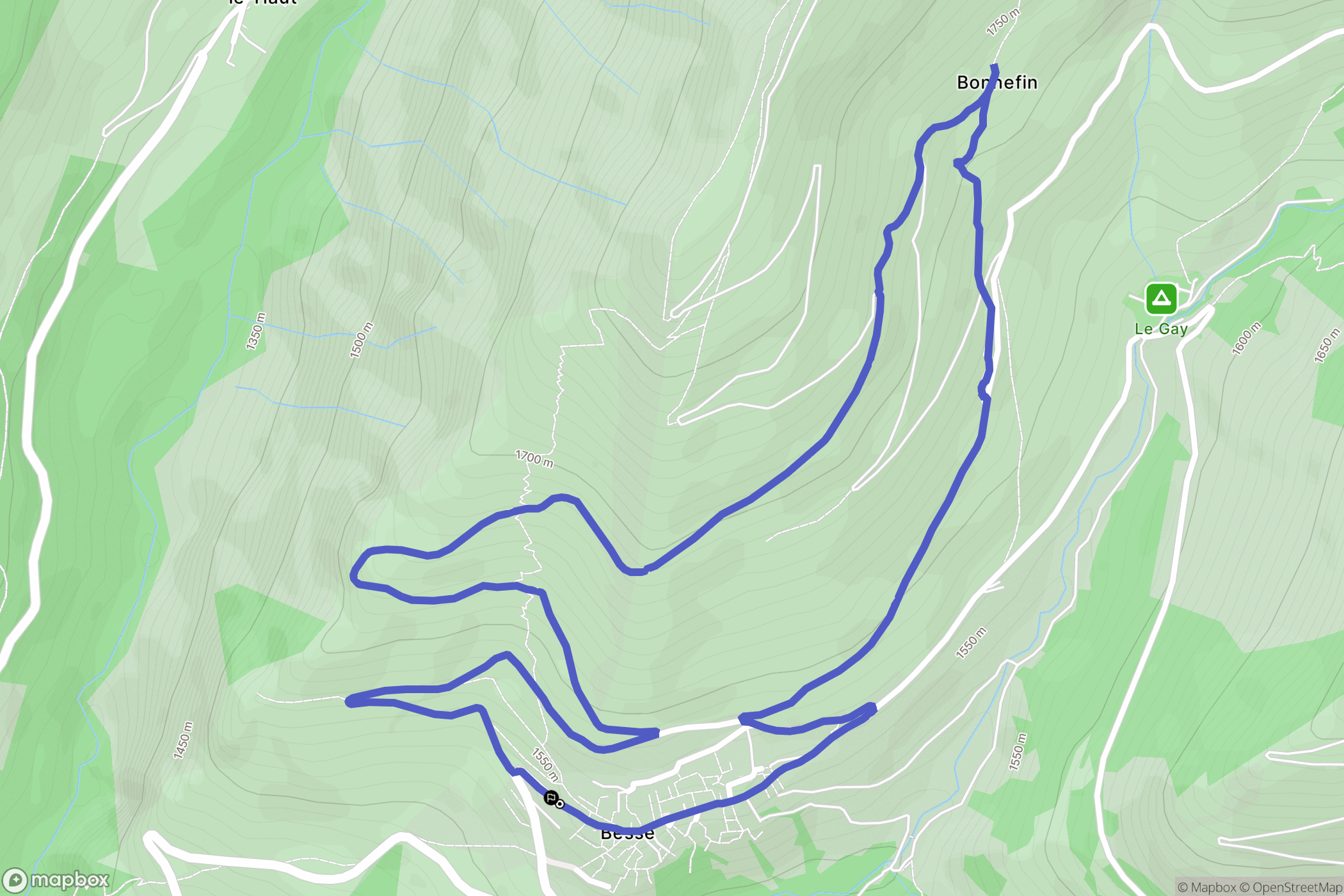 Besse : carte du parcours de randonnée - France