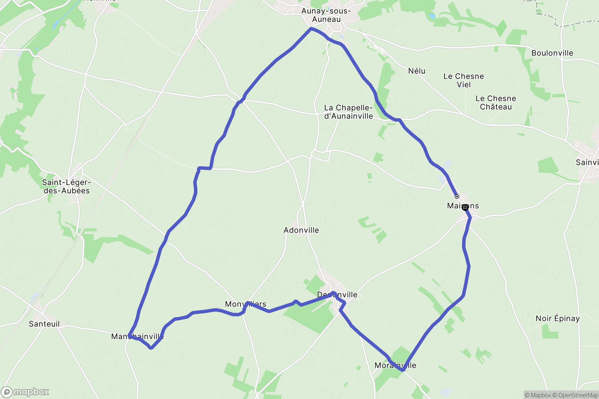 Maisons : carte du parcours de randonnée - France
