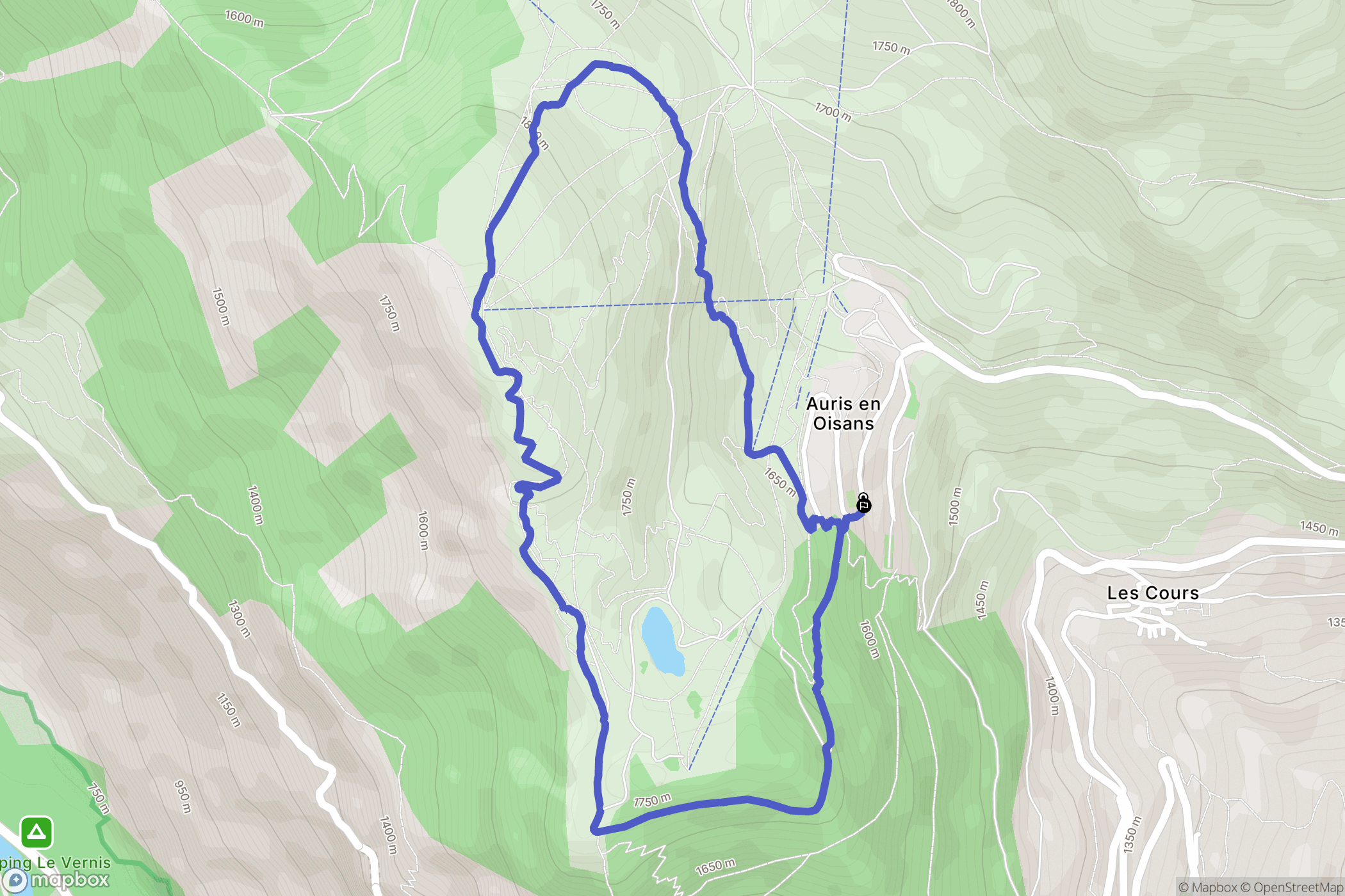 Auris en Oisans : carte du parcours de randonnée - France