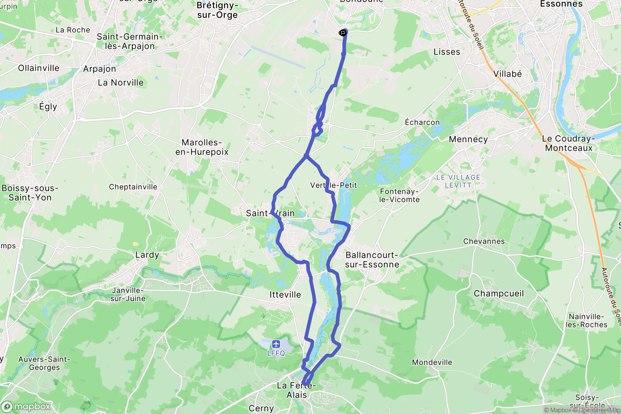 Bondoufle : carte du parcours de randonnée - France