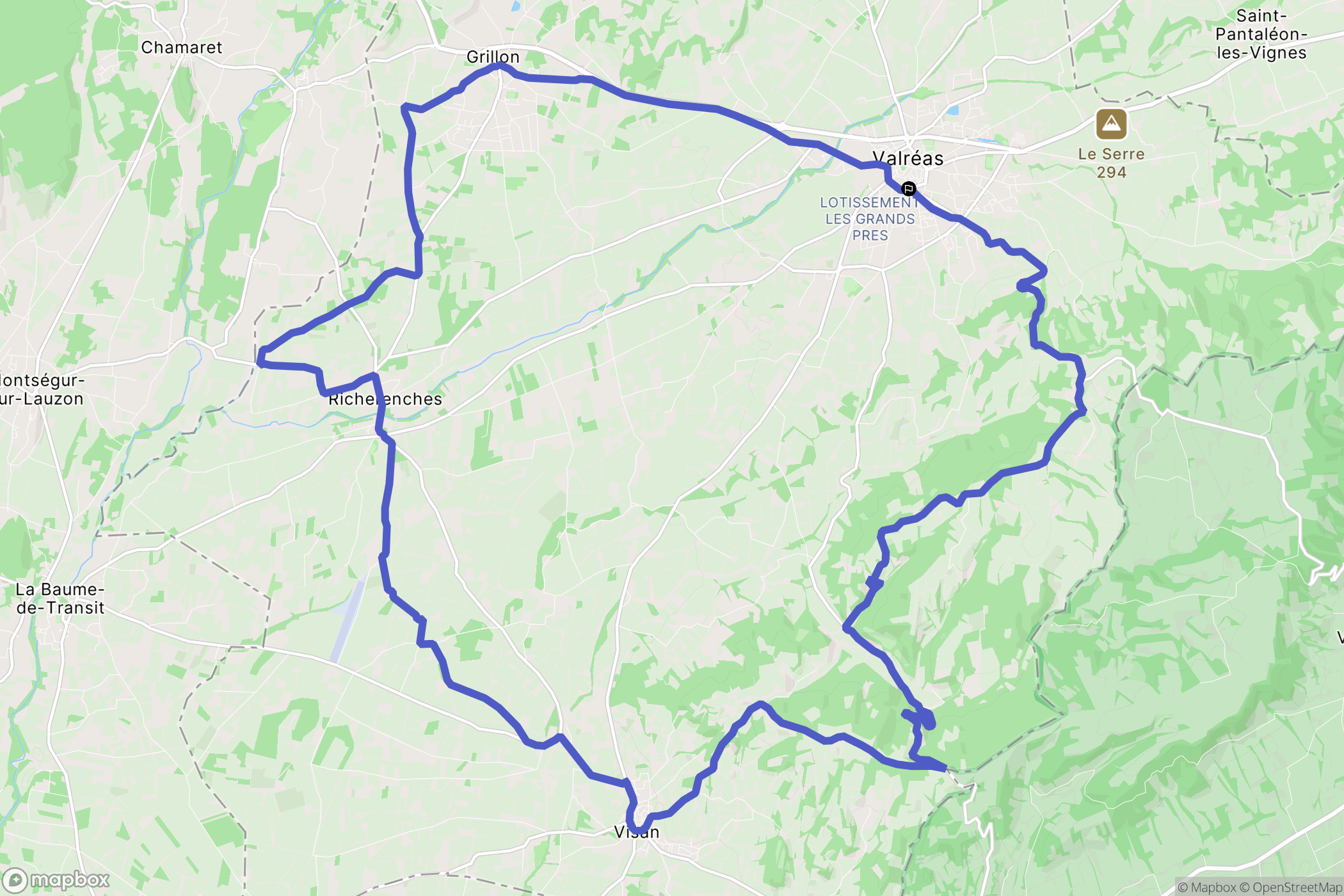 Valréas : carte du parcours de randonnée - France