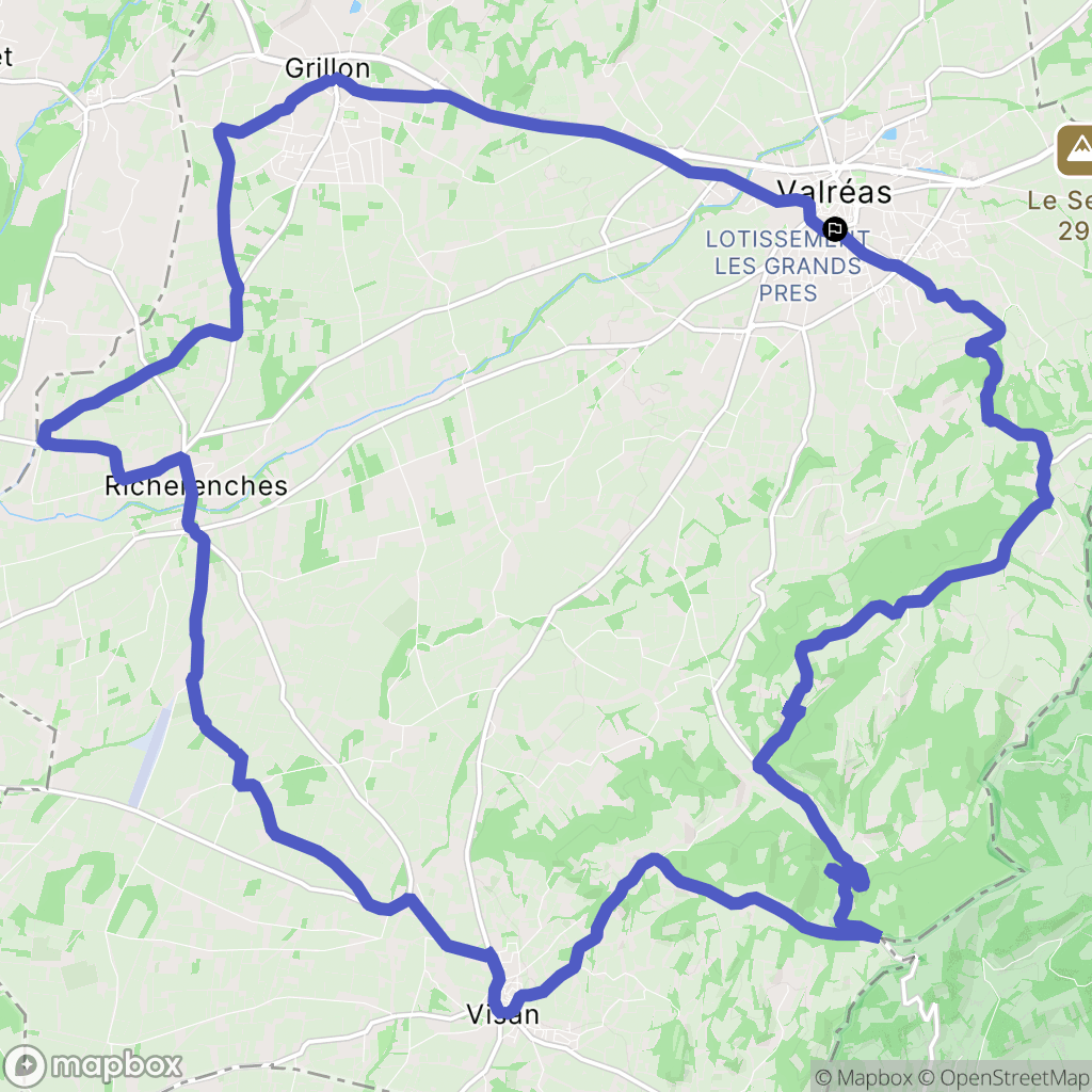 Valréas : carte du parcours de randonnée - France