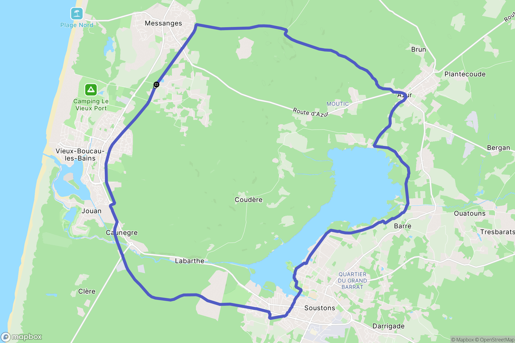 Messanges : carte du parcours de randonnée - France
