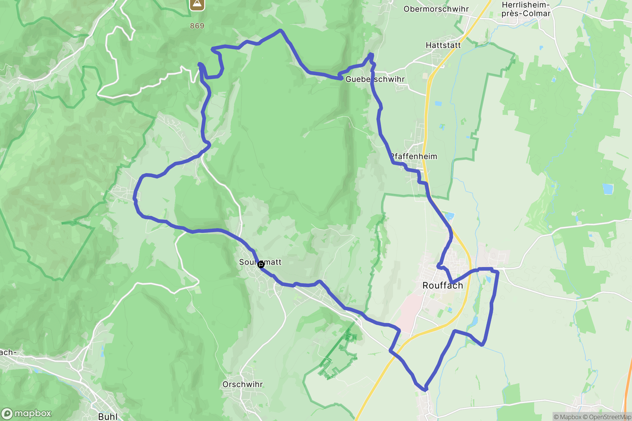 Soultzmatt : carte du parcours de randonnée - France