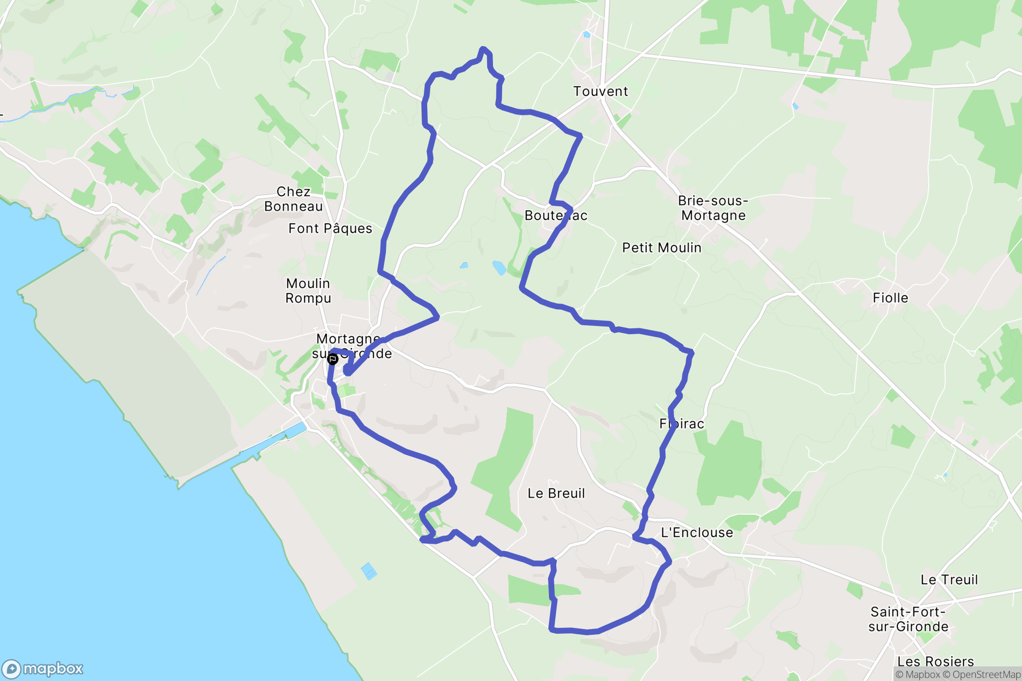 Mortagne-sur-Gironde : carte du parcours de randonnée - France