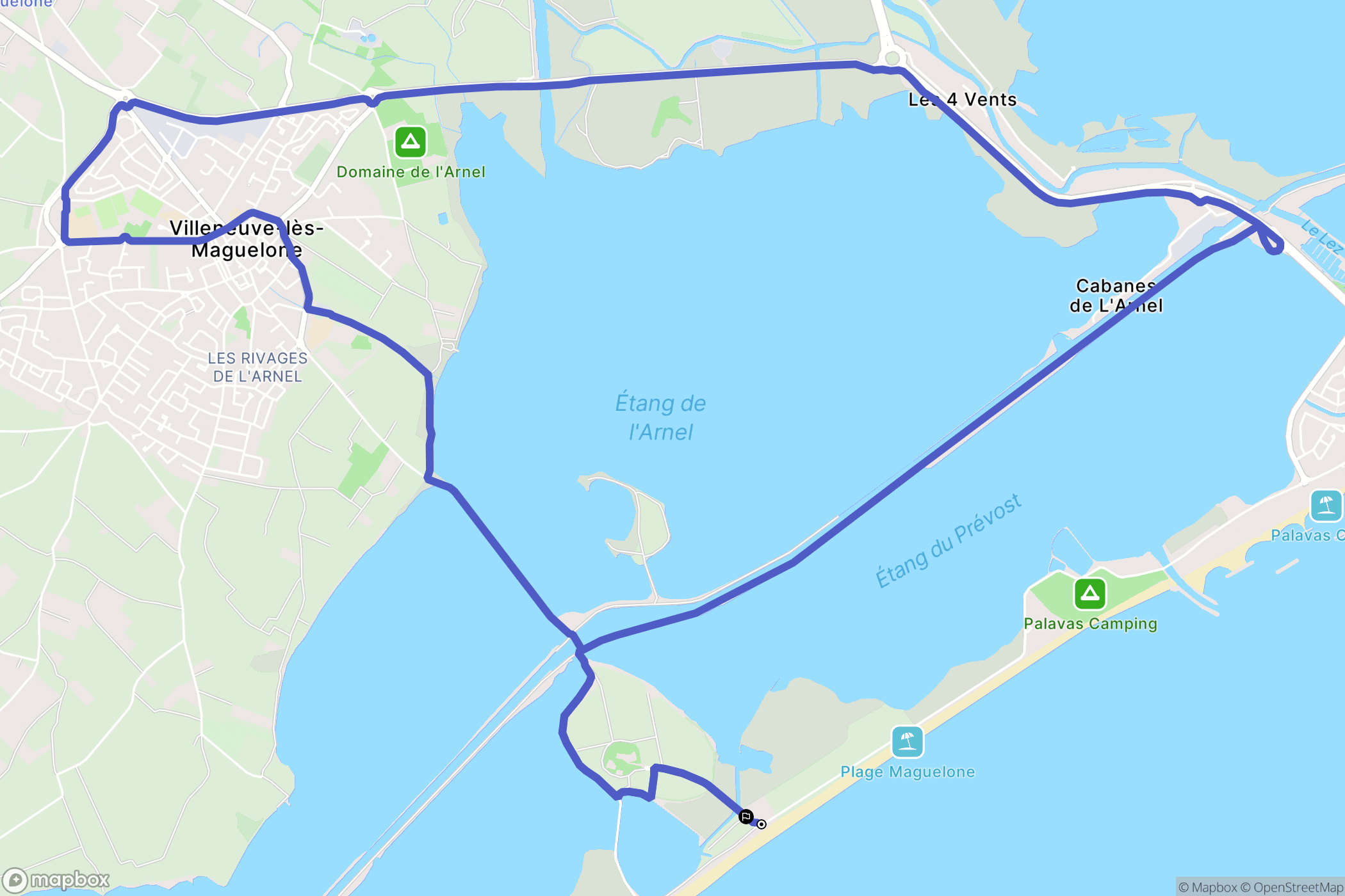 Villeneuve-lès-Maguelone : carte du parcours de randonnée - France