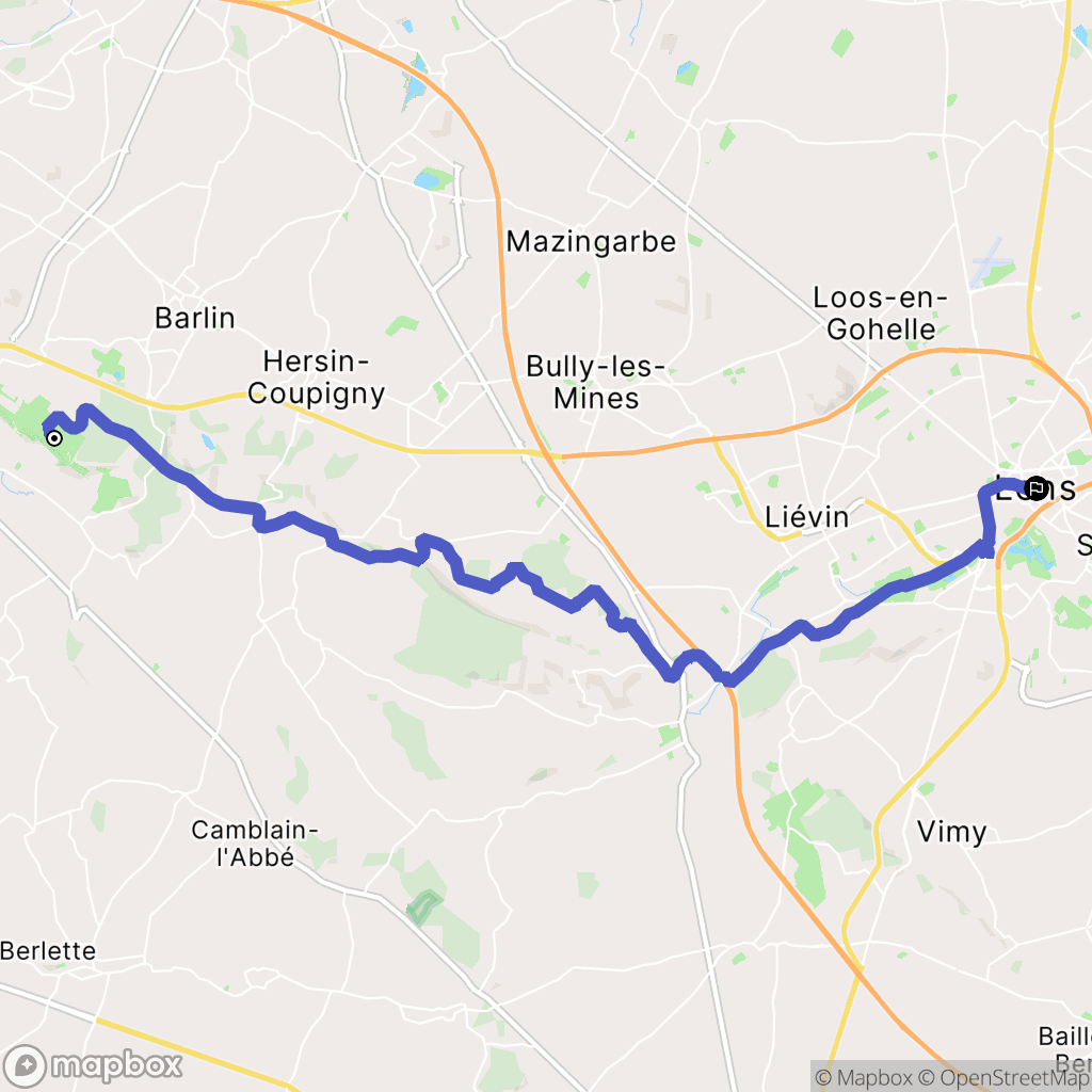 Maisnil-lès-Ruitz : carte du parcours de randonnée - France