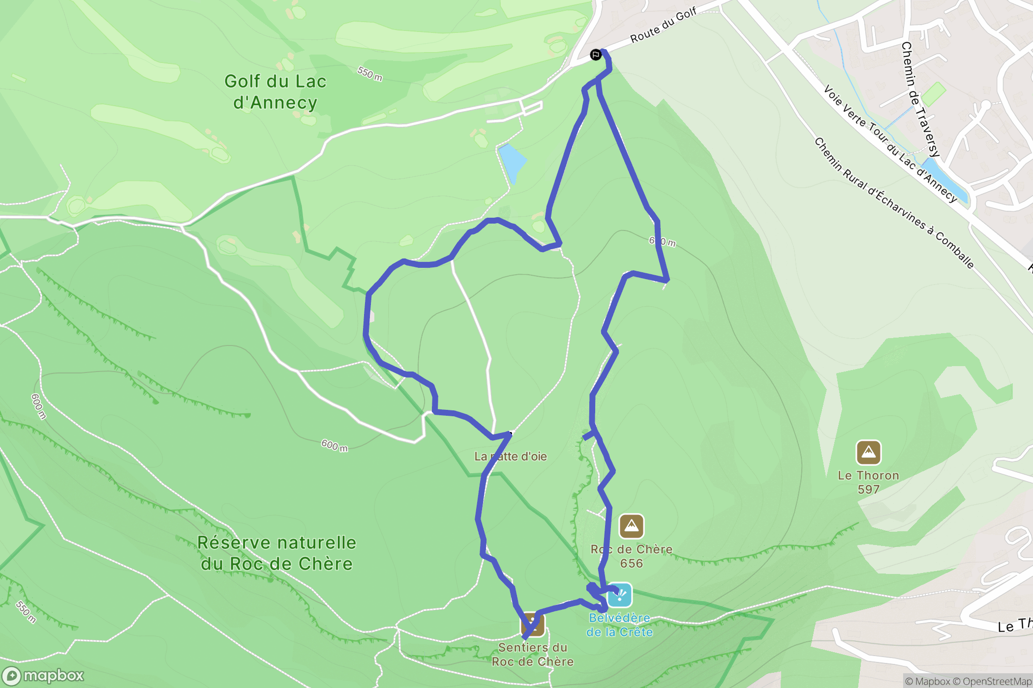 Menthon-Saint-Bernard : carte du parcours de randonnée - France