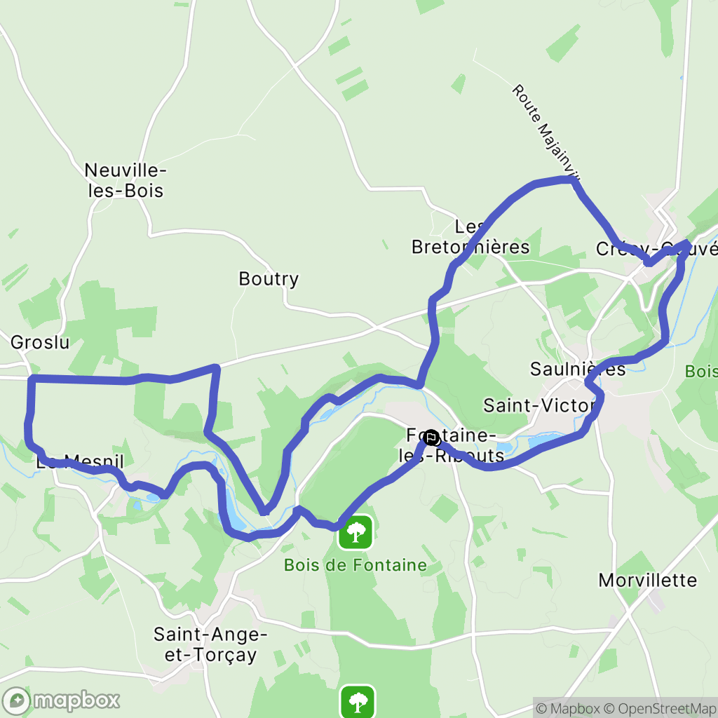 Fontaine-les-Ribouts : carte du parcours de randonnée - France