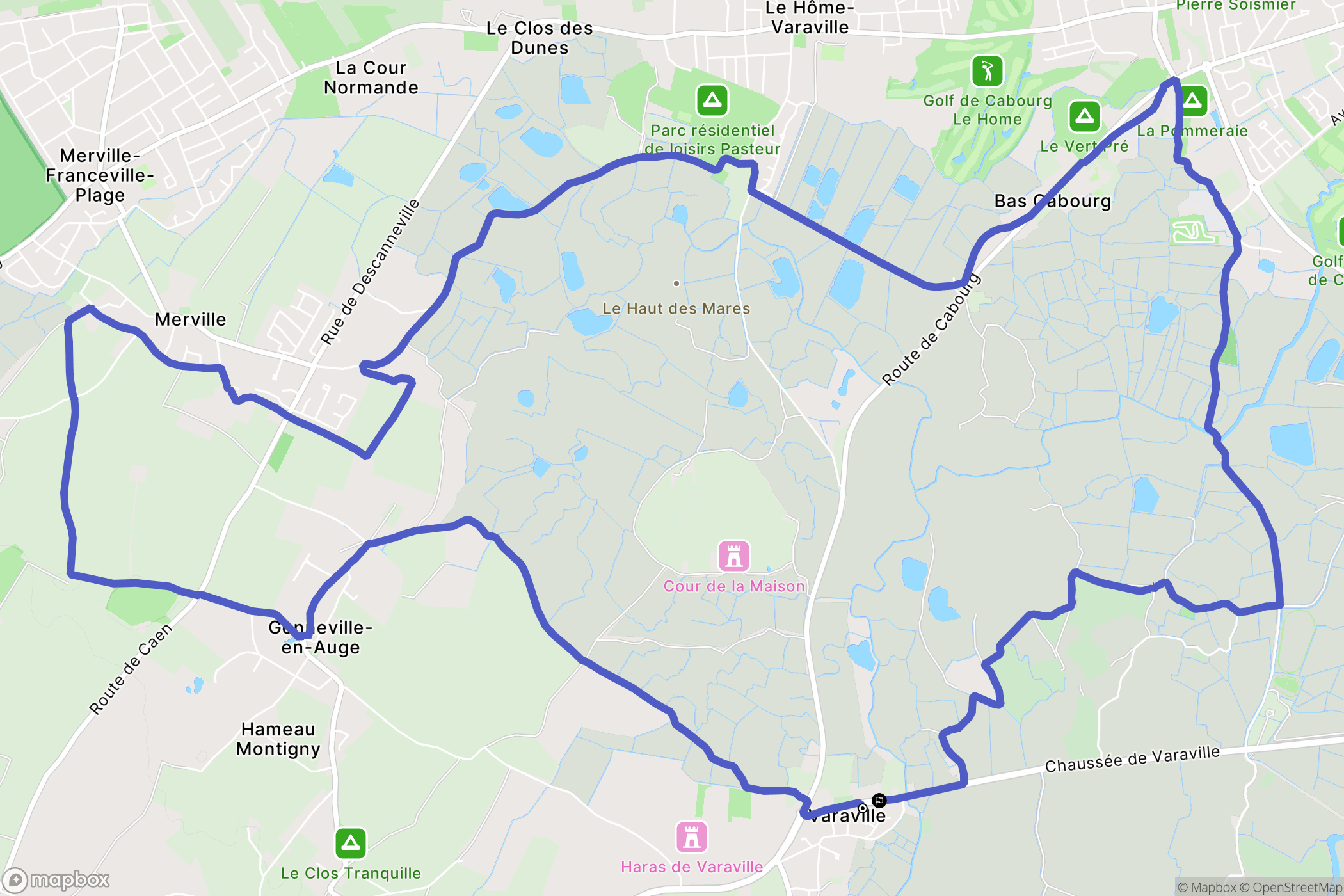 Varaville : carte du parcours de randonnée - France
