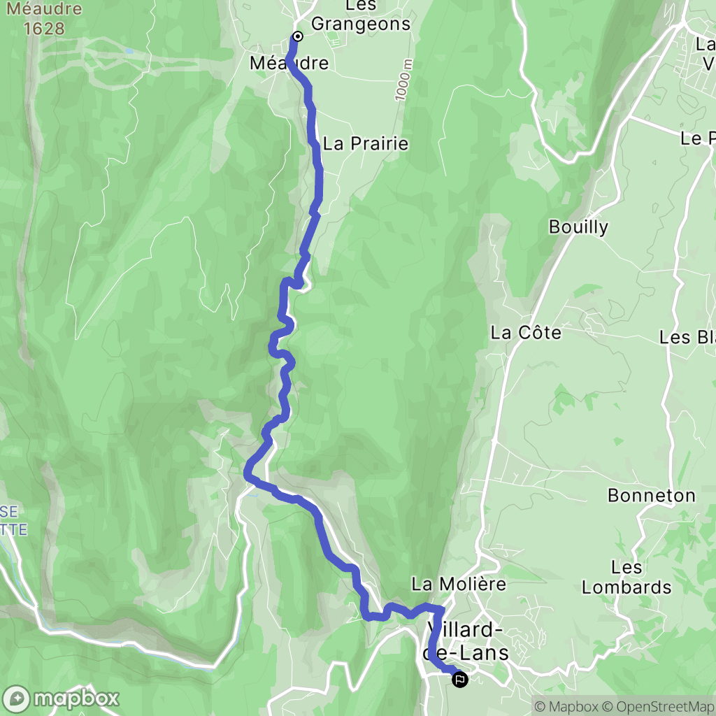 Méaudre : carte du parcours de randonnée - France