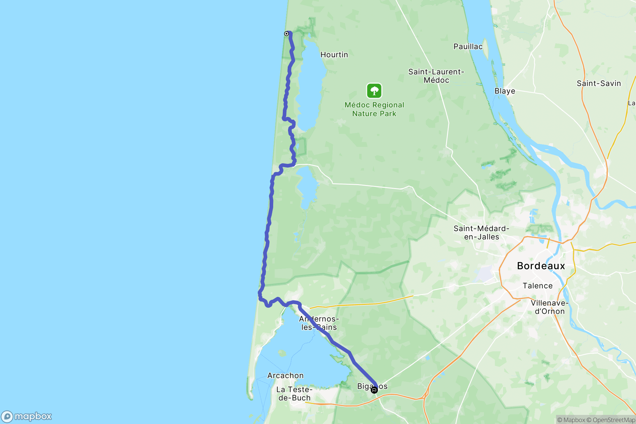 Hourtin : carte du parcours de randonnée - France