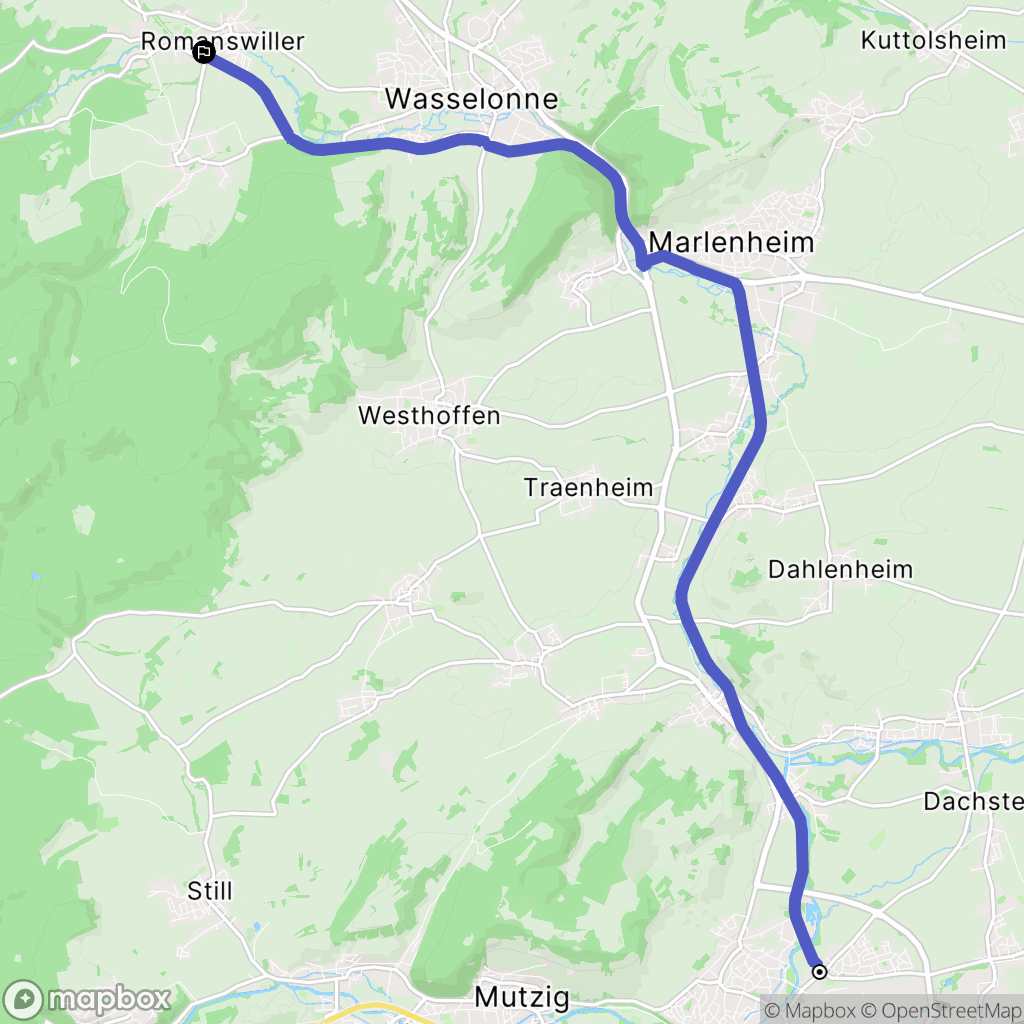Molsheim : carte du parcours de randonnée - France