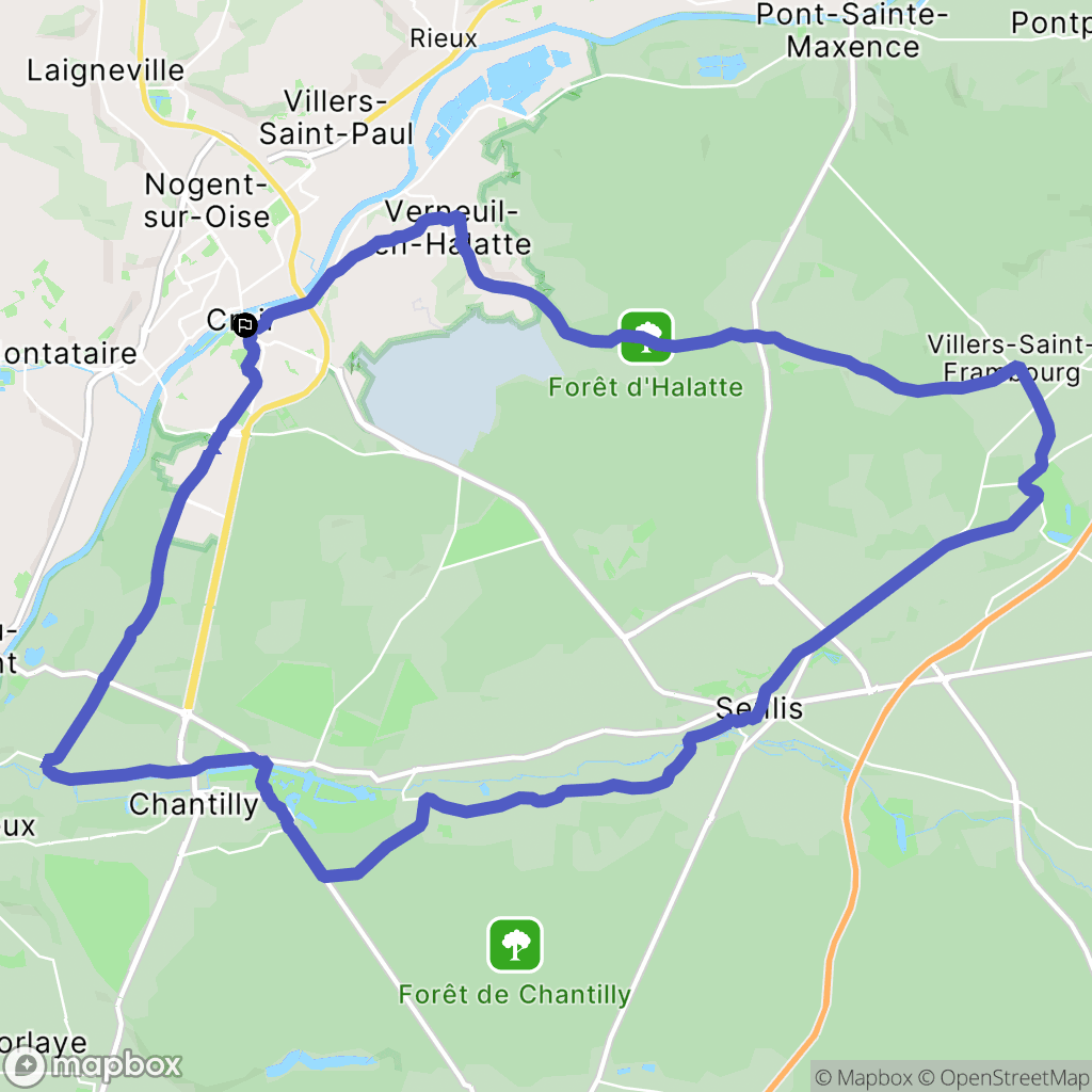 Creil : carte du parcours de randonnée - France