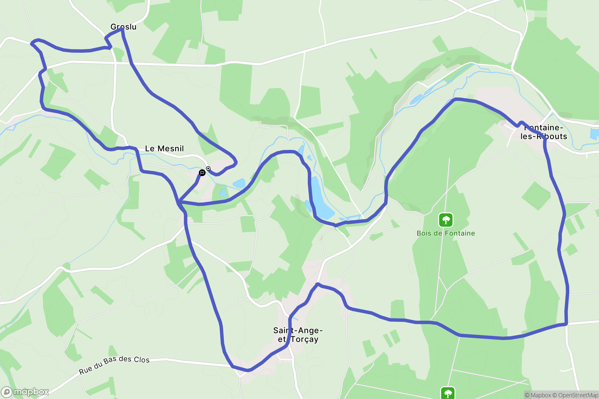 Saint-Ange-et-Torçay : carte du parcours de randonnée - France