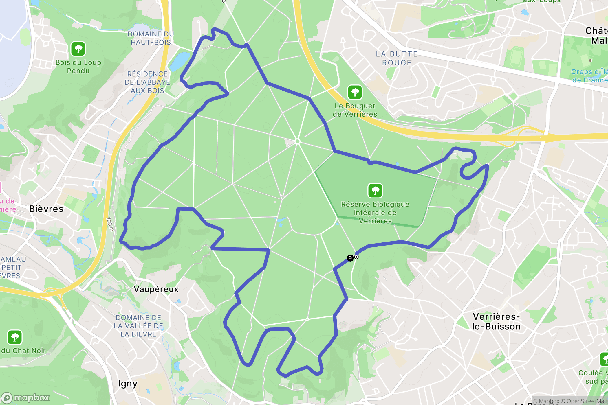Verrières-le-Buisson : carte du parcours de randonnée - France