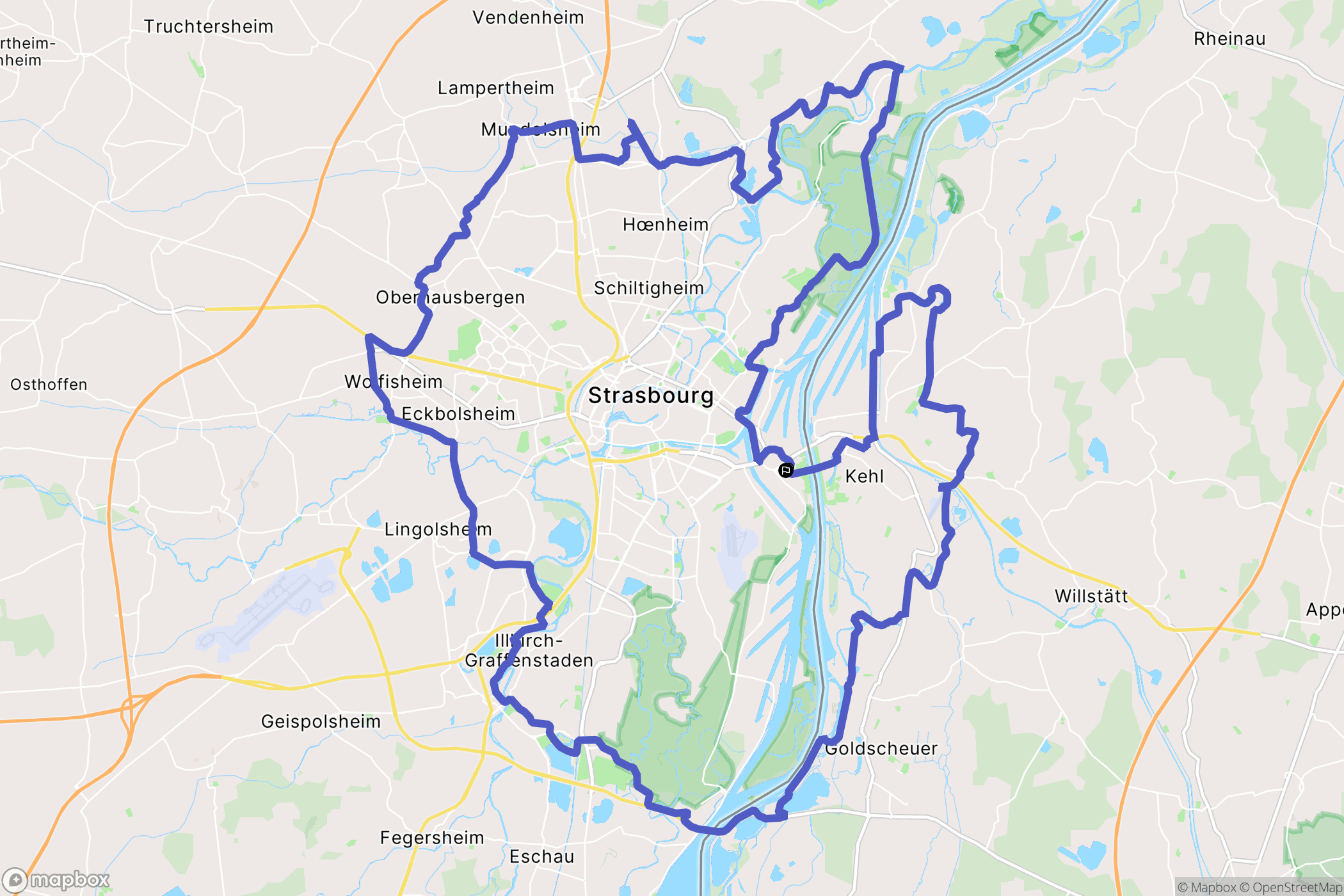 Strasbourg : carte du parcours de randonnée - France