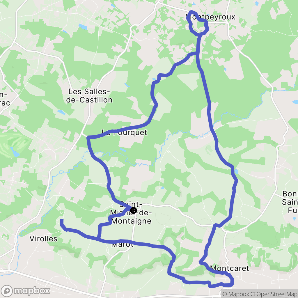 Saint-Michel-de-Montaigne : carte du parcours de randonnée - France