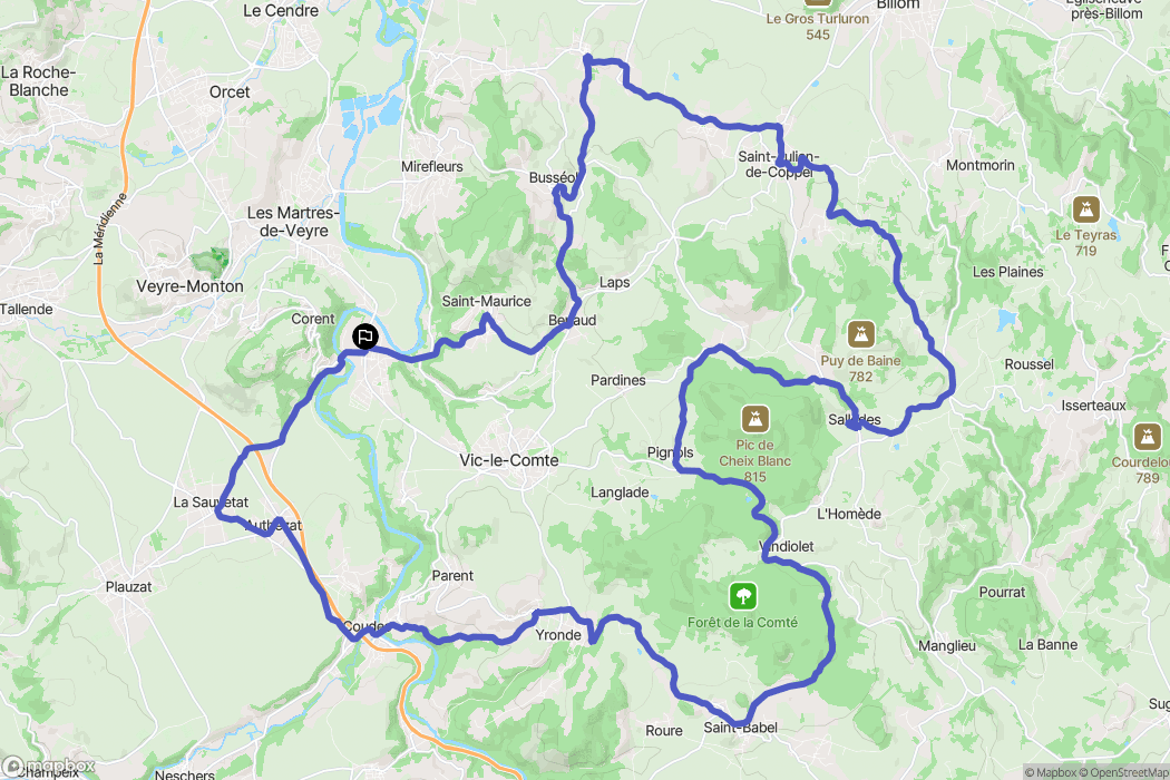 Vic-le-Comte : carte du parcours de randonnée - France