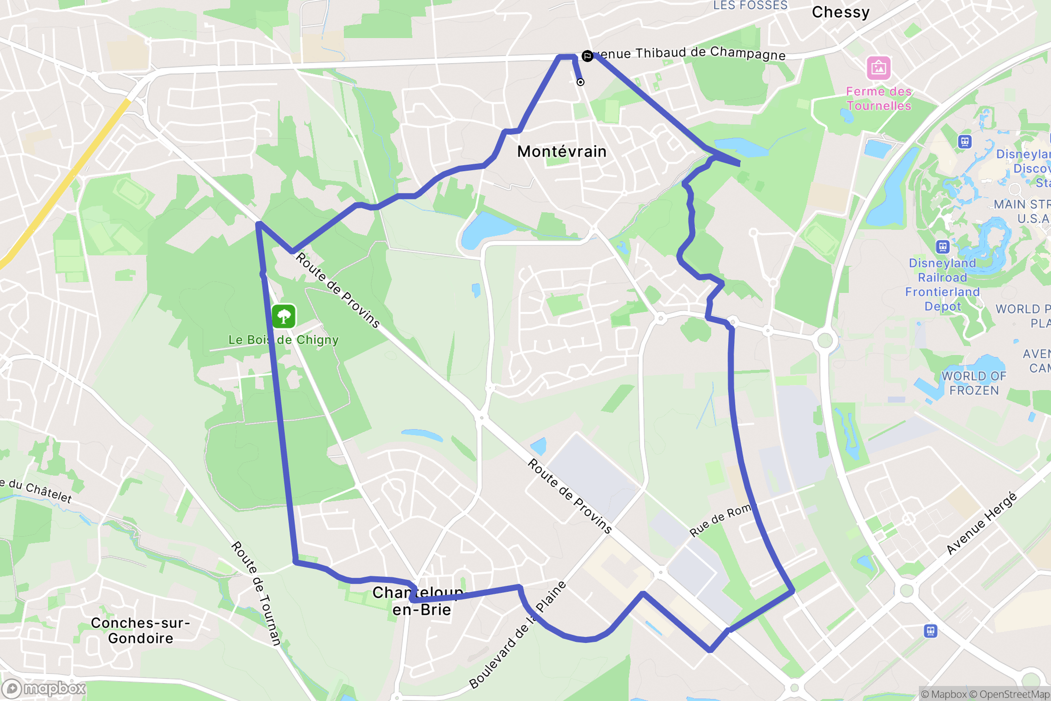 Montévrain : carte du parcours de randonnée - France